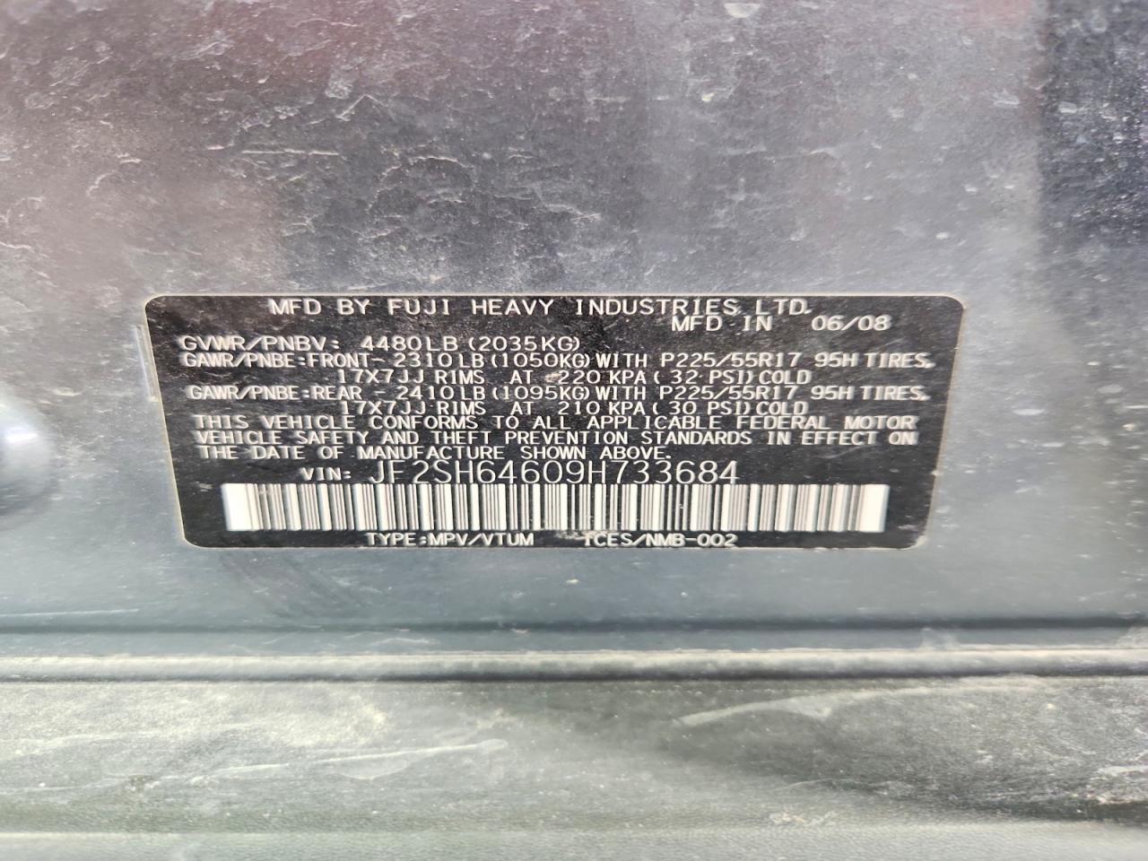 2009 Subaru Forester 2.5x Limited Teal vin: JF2SH64609H733684