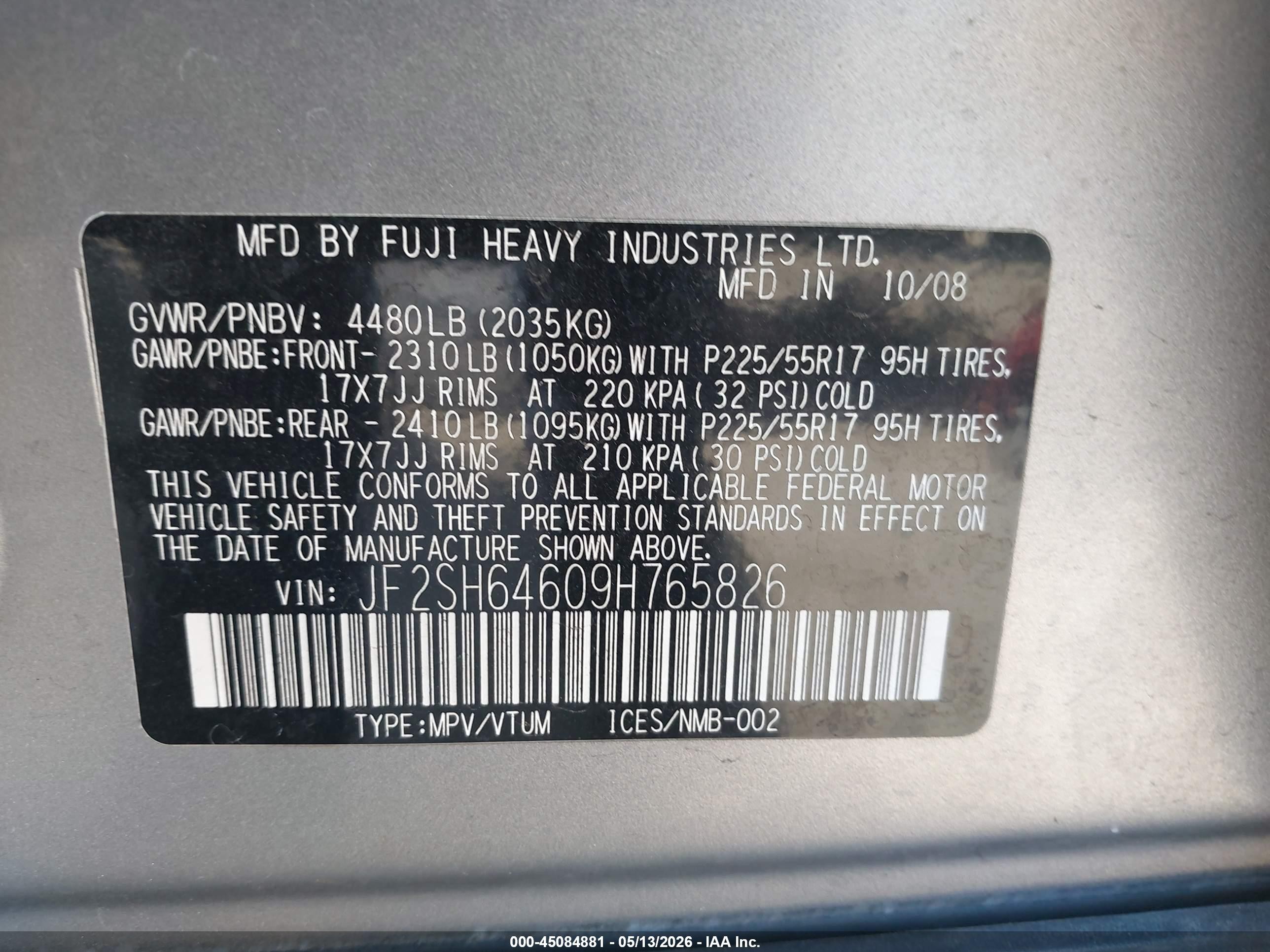 2009 Subaru Forester 2.5x Limited Silver vin: JF2SH64609H765826