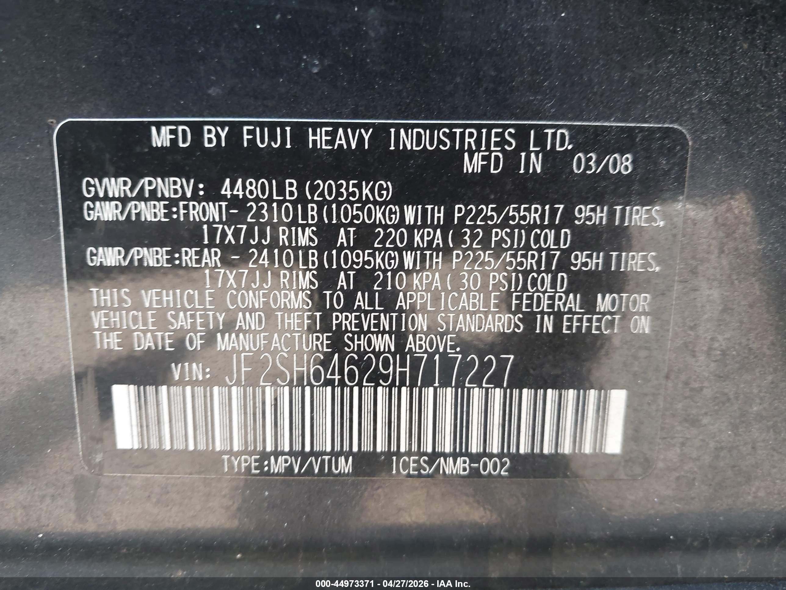 2009 Subaru Forester 2.5x Limited Black vin: JF2SH64629H717227