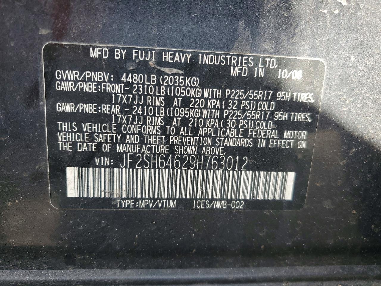 2009 Subaru Forester 2.5x Limited Black vin: JF2SH64629H763012