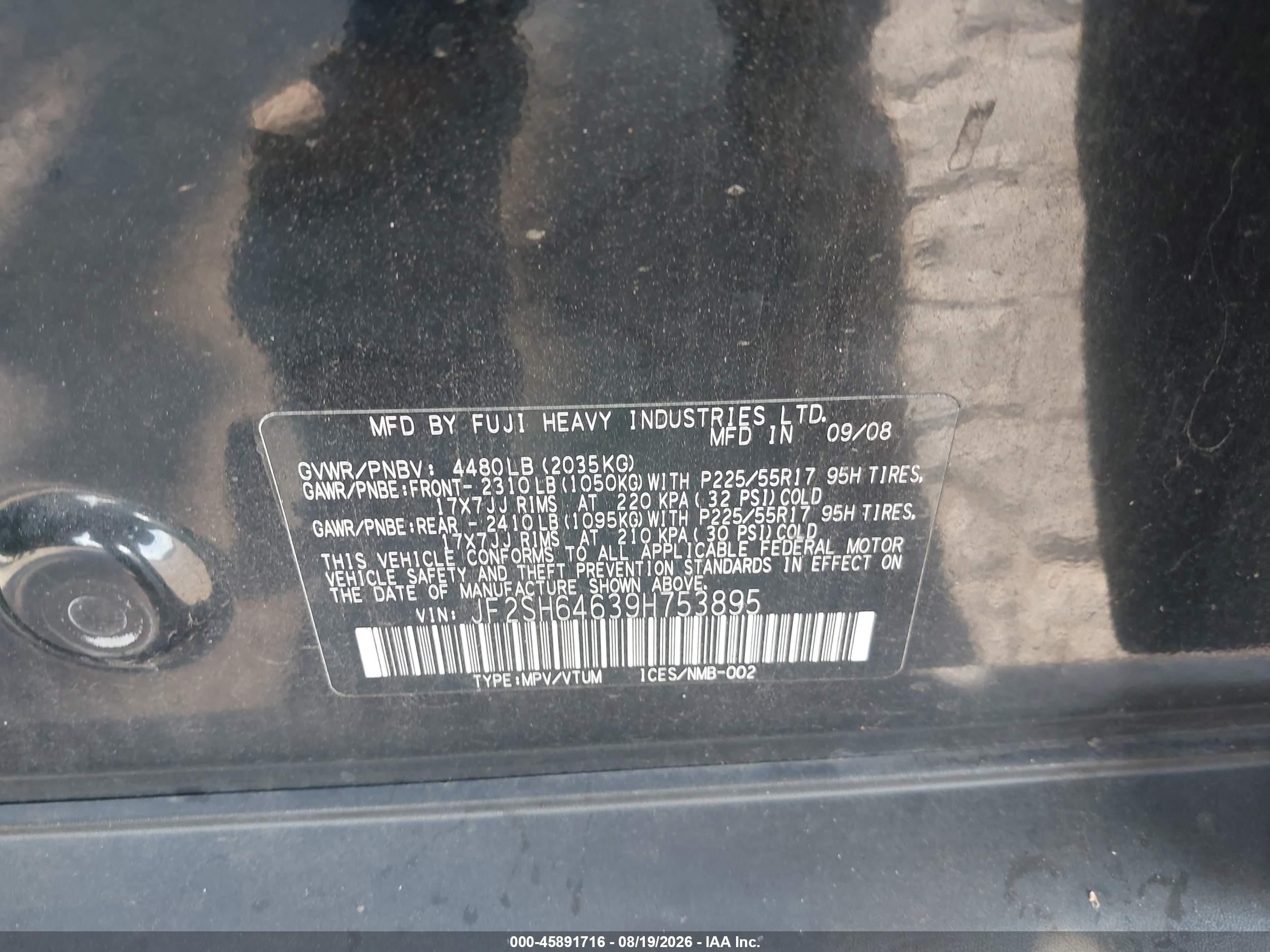 2009 Subaru Forester 2.5x Limited Black vin: JF2SH64639H753895