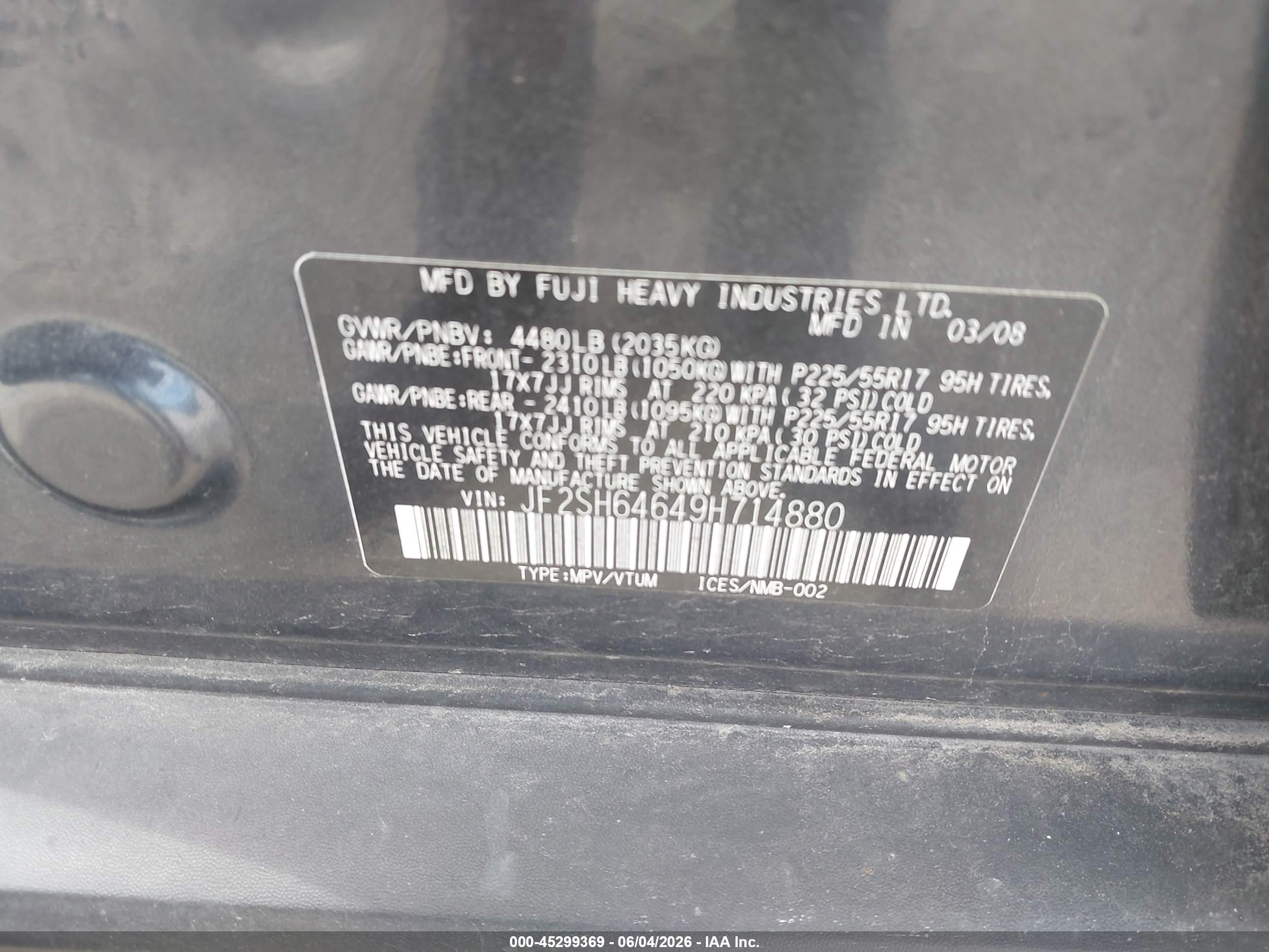 2009 Subaru Forester 2.5x L.l. Bean Edition Серый vin: JF2SH64649H714880