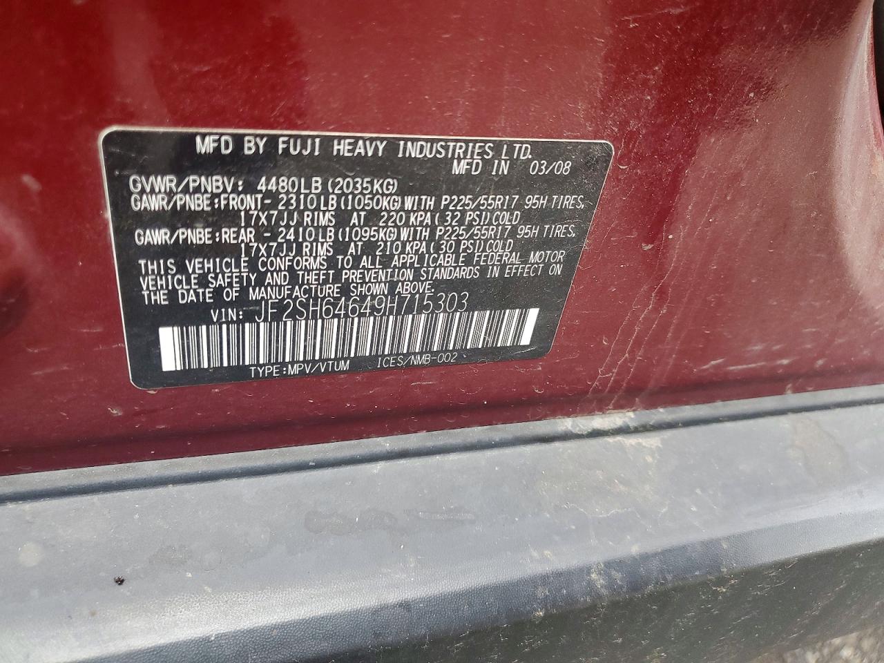 2009 Subaru Forester 2.5x Limited Burgundy vin: JF2SH64649H715303