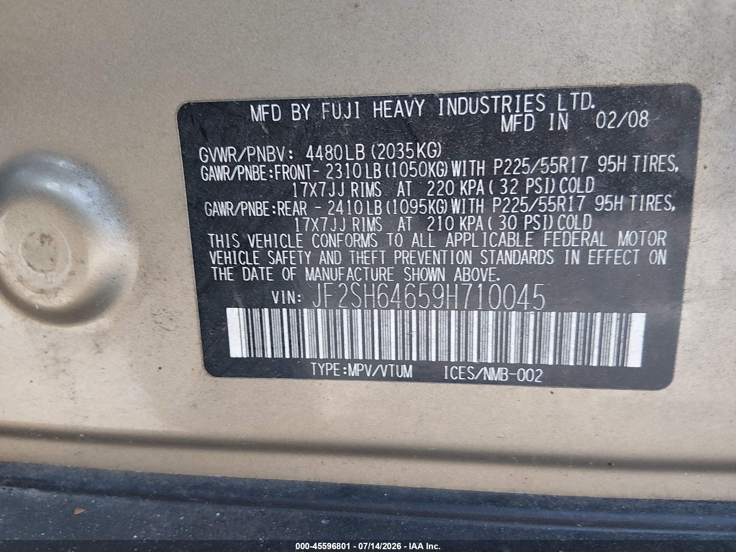 2009 Subaru Forester 2.5x L.l. Bean Edition Gold vin: JF2SH64659H710045