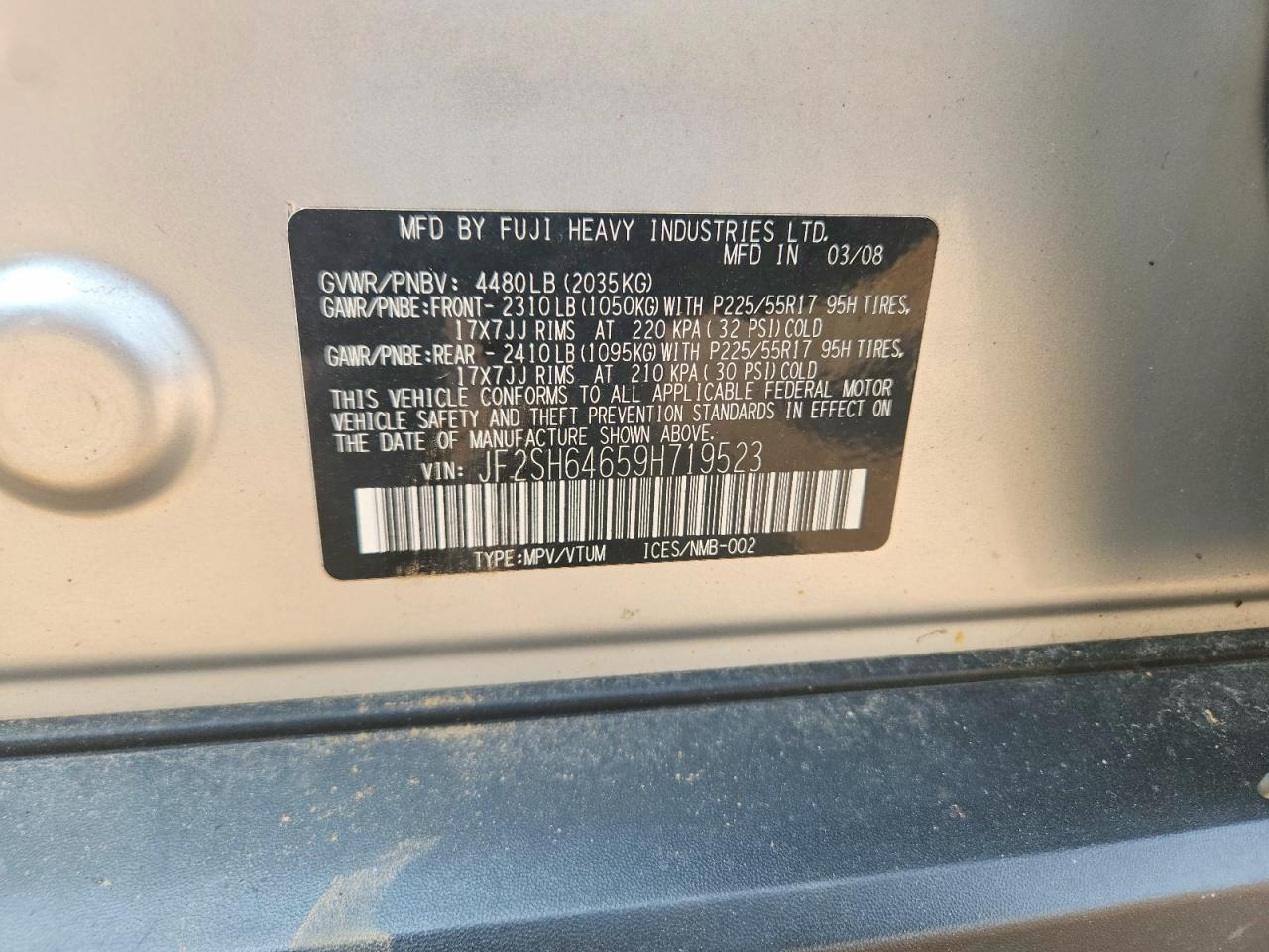2009 Subaru Forester 2.5x Limited Серебряный vin: JF2SH64659H719523