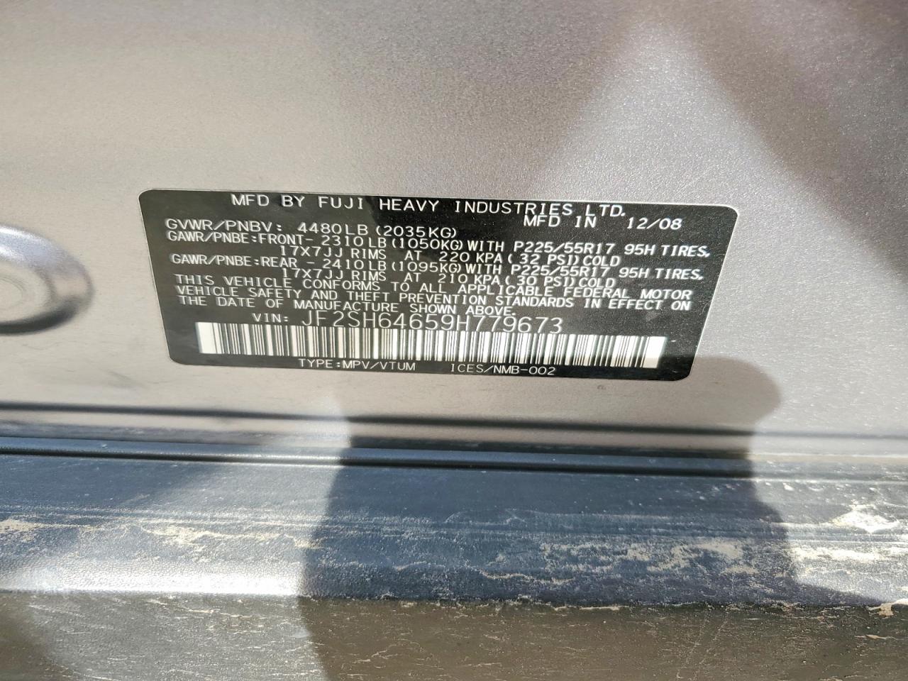 2009 Subaru Forester 2.5x Limited Silver vin: JF2SH64659H779673