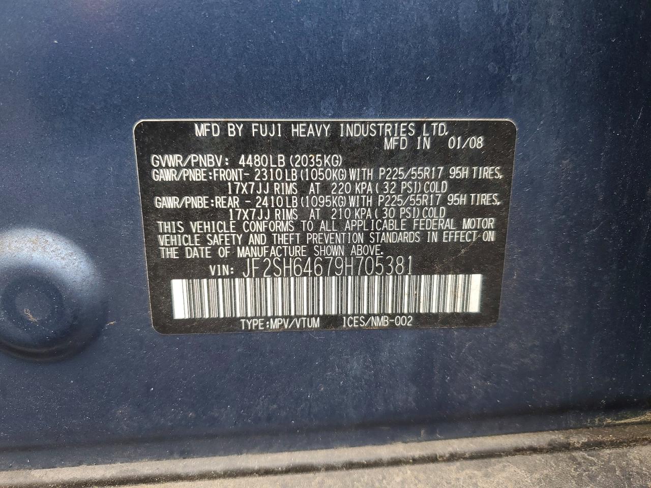 2009 Subaru Forester Blue vin: JF2SH64679H705381