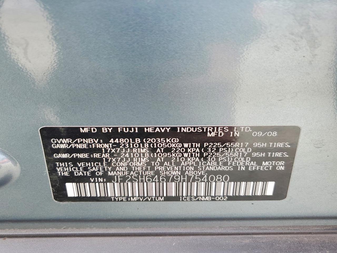 2009 Subaru Forester 2.5x Limited Blue vin: JF2SH64679H754080