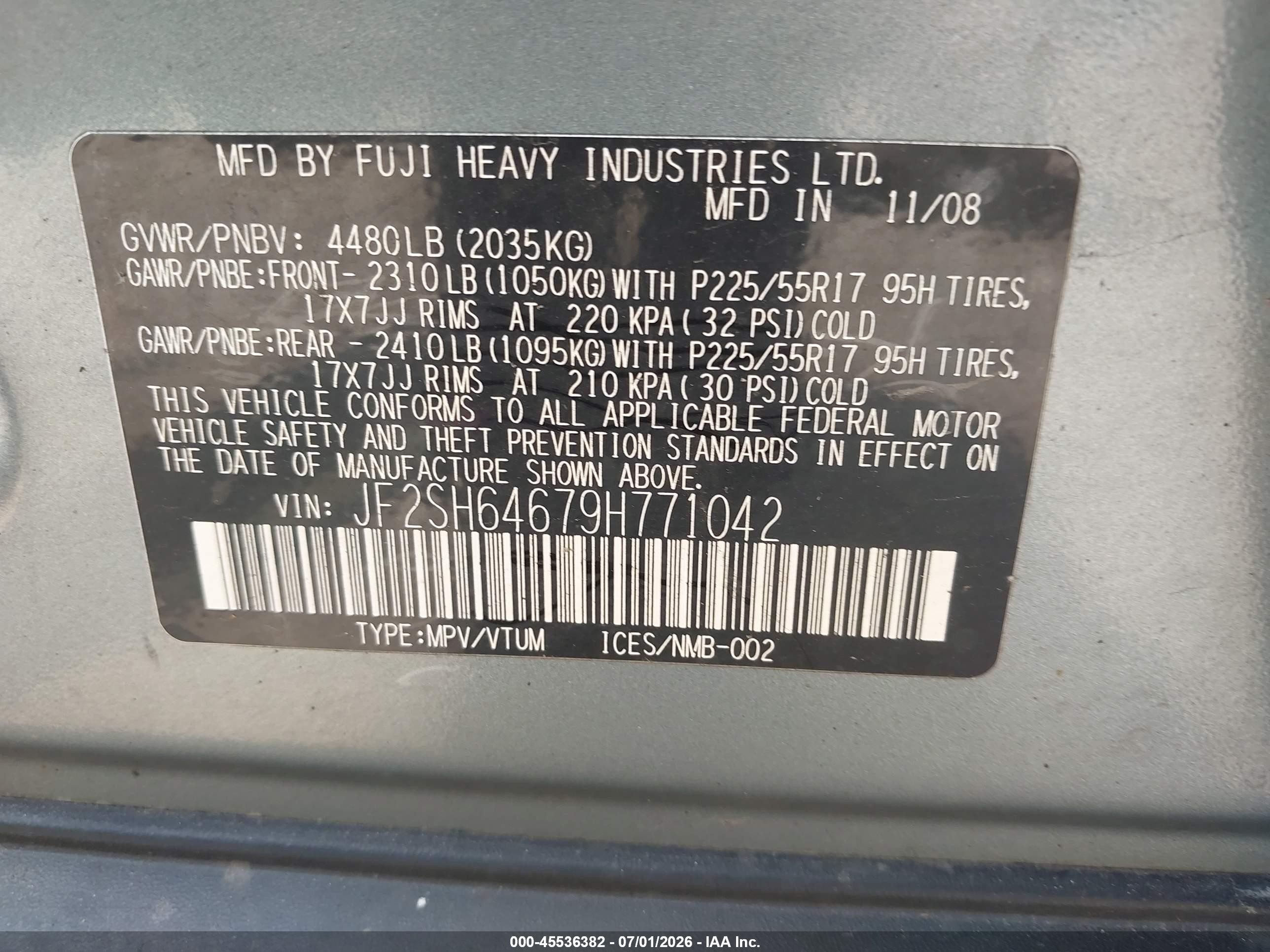 2009 Subaru Forester 2.5x Limited Gray vin: JF2SH64679H771042