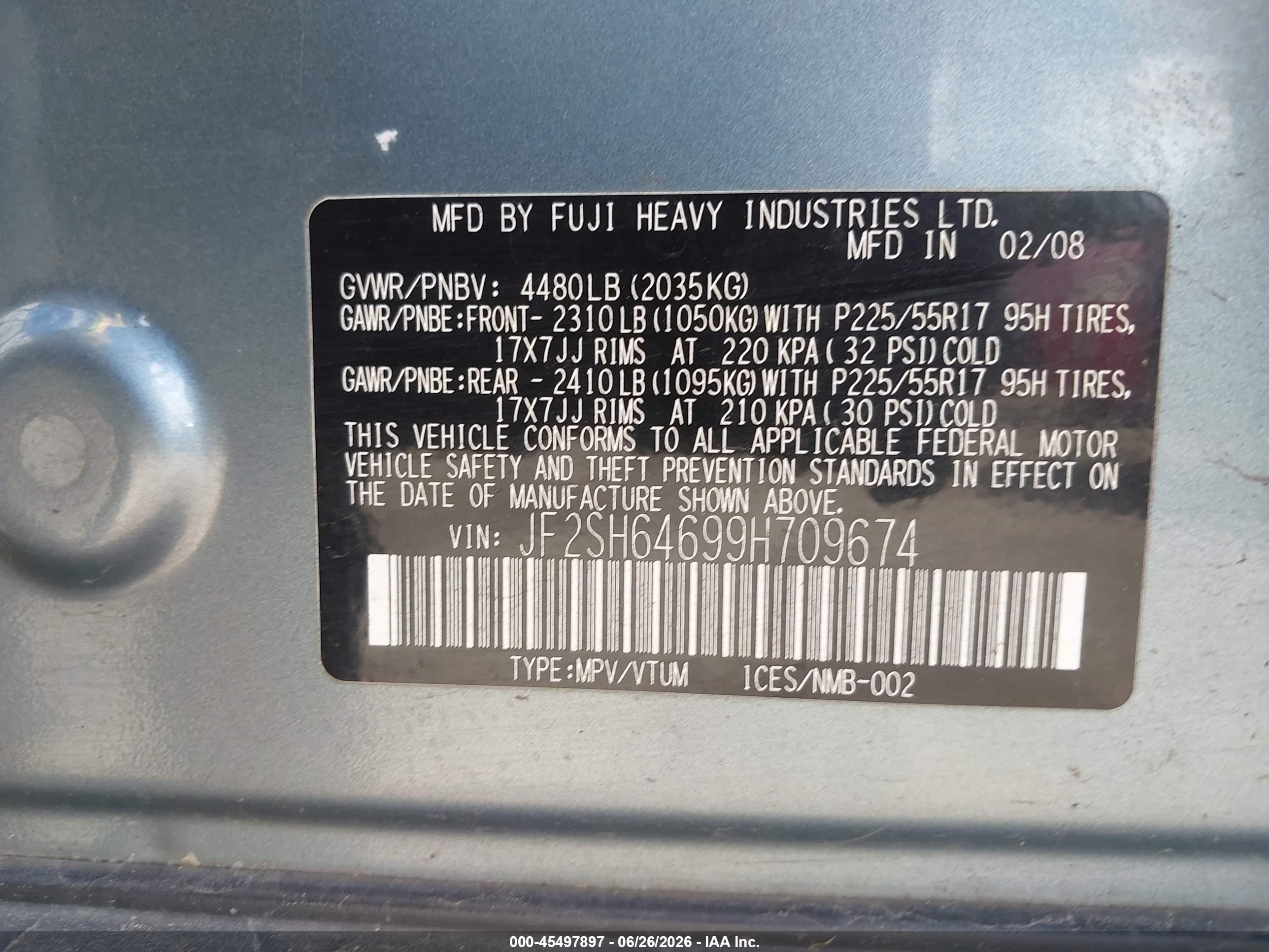 2009 Subaru Forester 2.5x L.l. Bean Edition Teal vin: JF2SH64699H709674