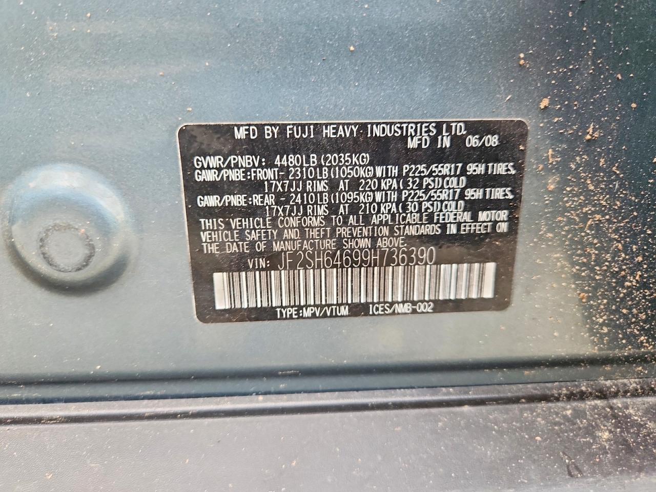 2009 Subaru Forester 2.5x Limited Green vin: JF2SH64699H736390