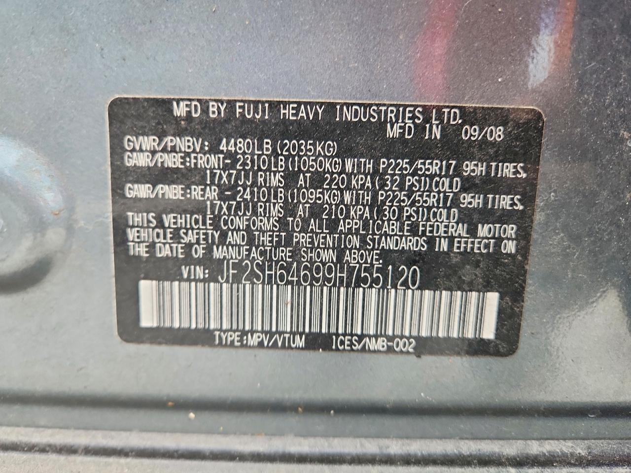2009 Subaru Forester 2.5x Limited Gray vin: JF2SH64699H755120