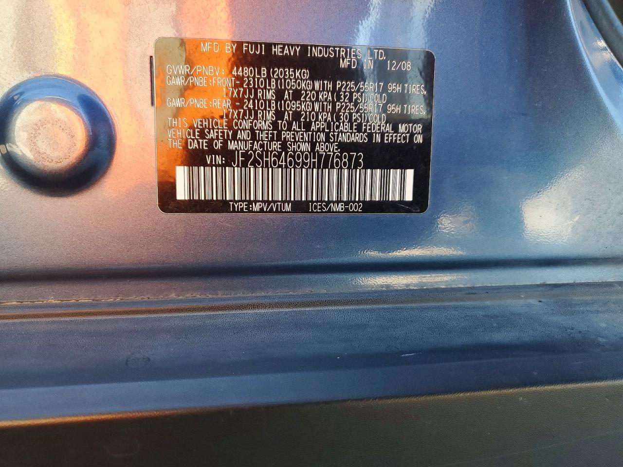 2009 Subaru Forester 2.5x Limited Blue vin: JF2SH64699H776873