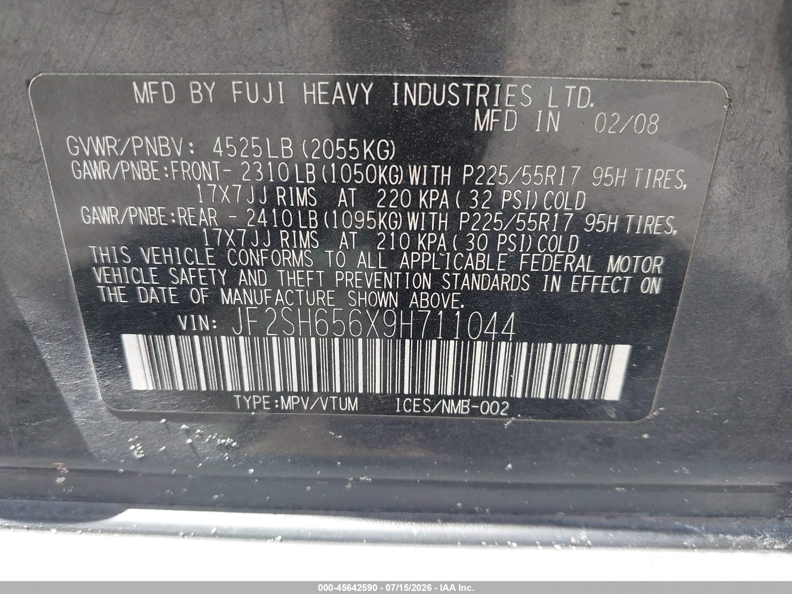 2009 Subaru Forester 2.5xt Черный vin: JF2SH656X9H711044