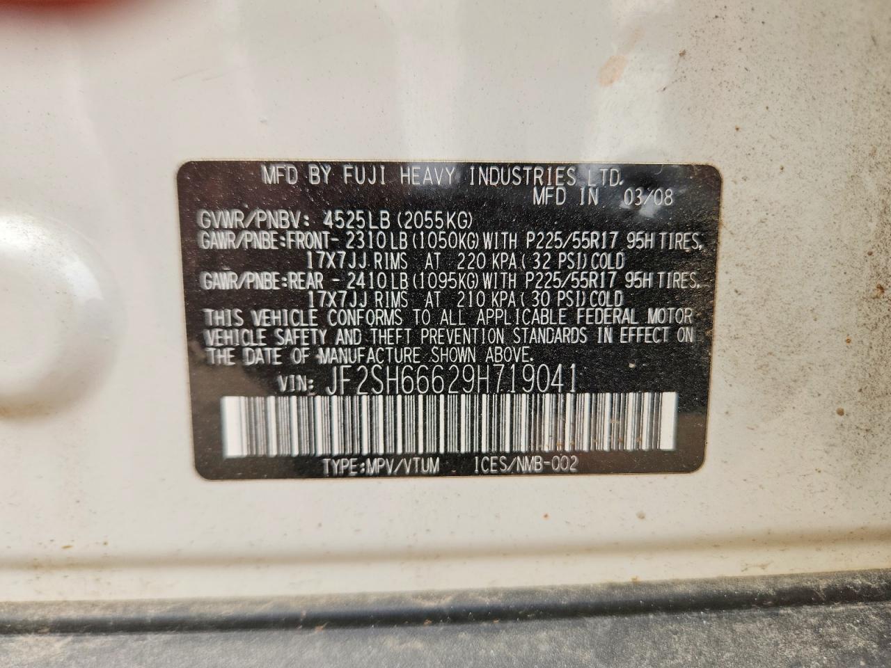 2009 Subaru Forester 2.5xt Limited White vin: JF2SH66629H719041