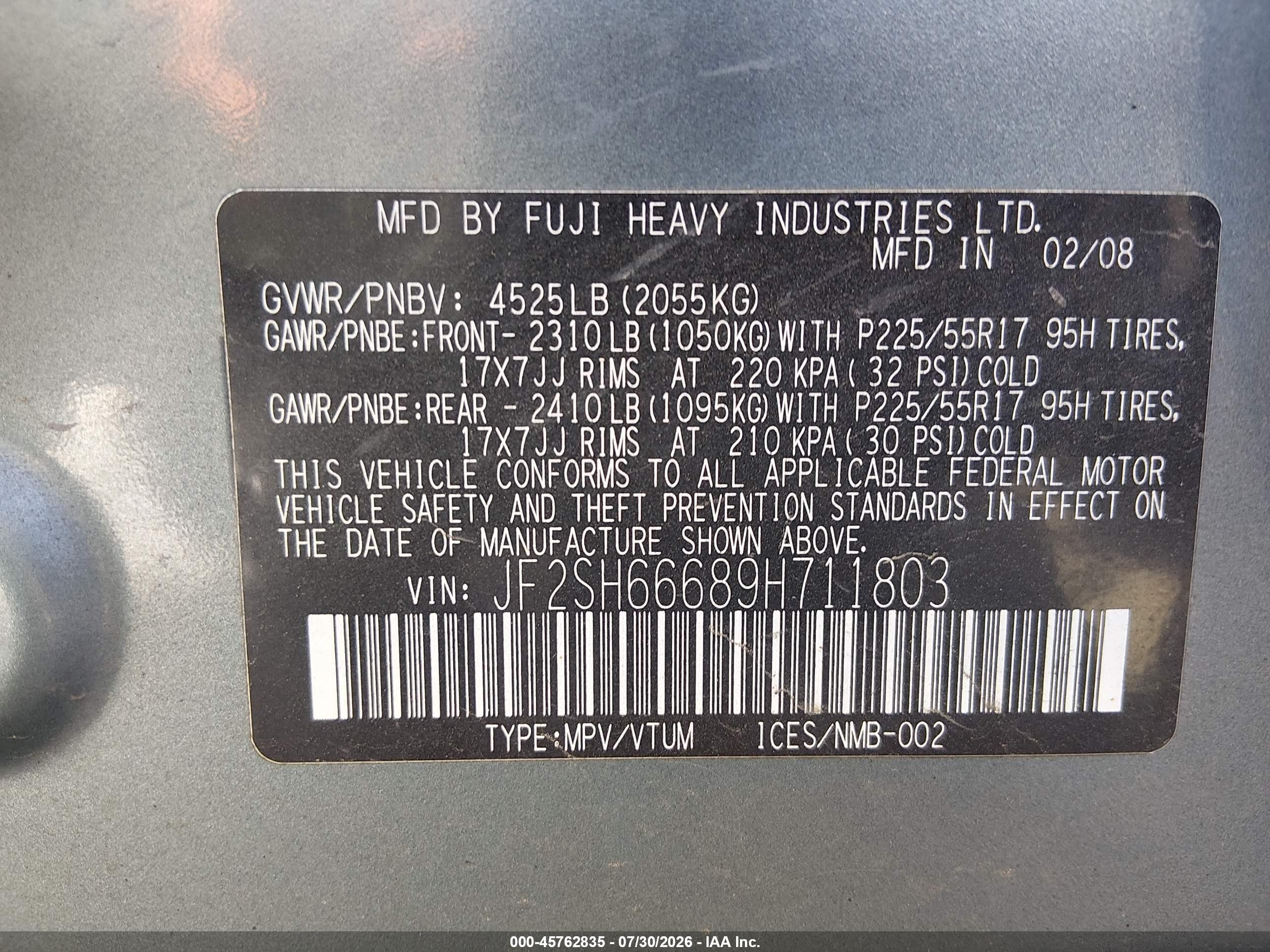 2009 Subaru Forester 2.5xt Limited Light Blue vin: JF2SH66689H711803