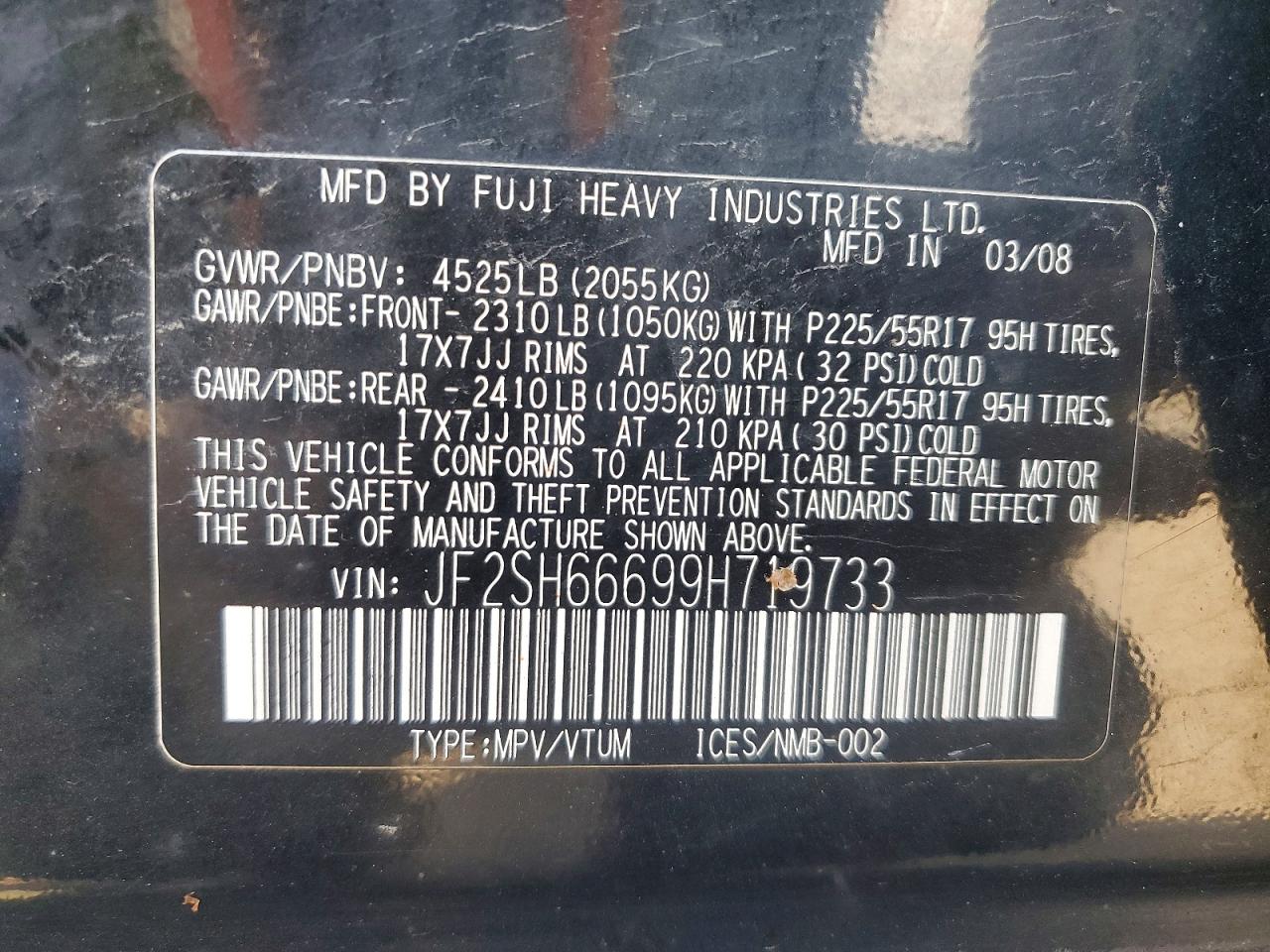 2009 Subaru Forester 2.5xt Limited Black vin: JF2SH66699H719733