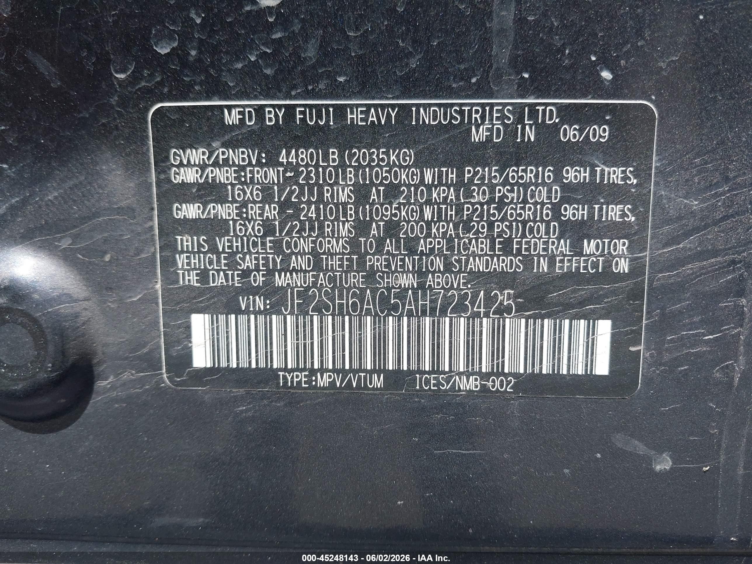 2010 Subaru Forester 2.5x Gray vin: JF2SH6AC5AH723425