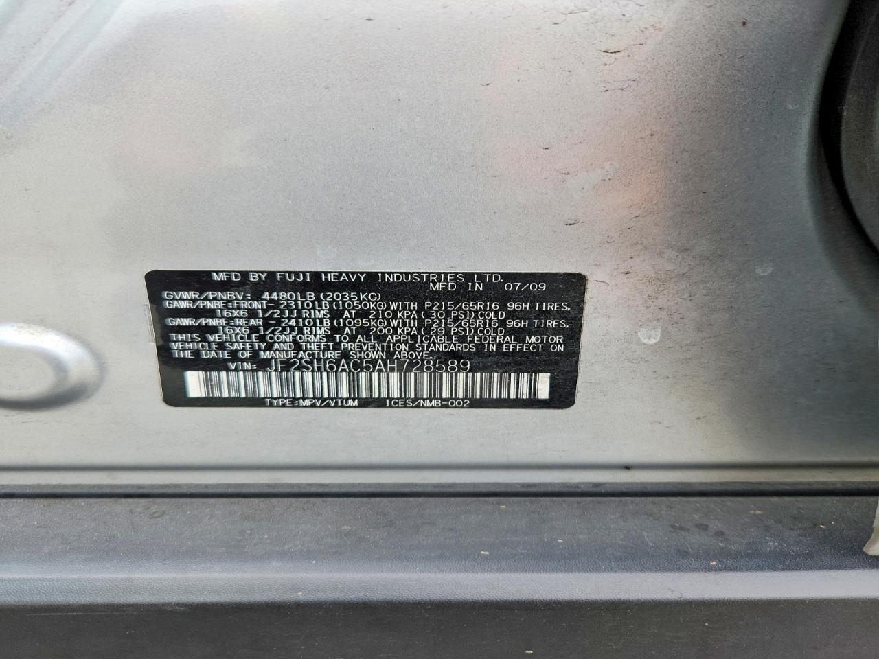 2010 Subaru Forester 2.5x Серебряный vin: JF2SH6AC5AH728589