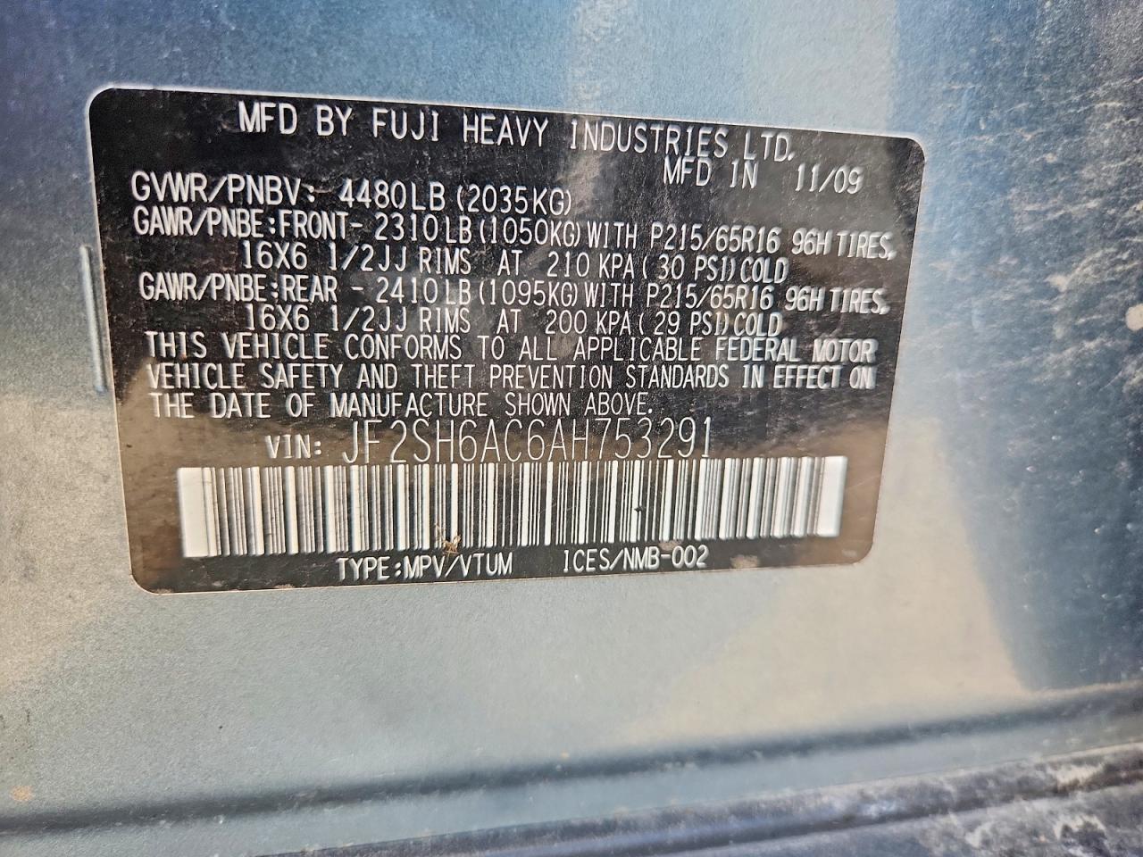 2010 Subaru Forester 2.5x Gray vin: JF2SH6AC6AH753291