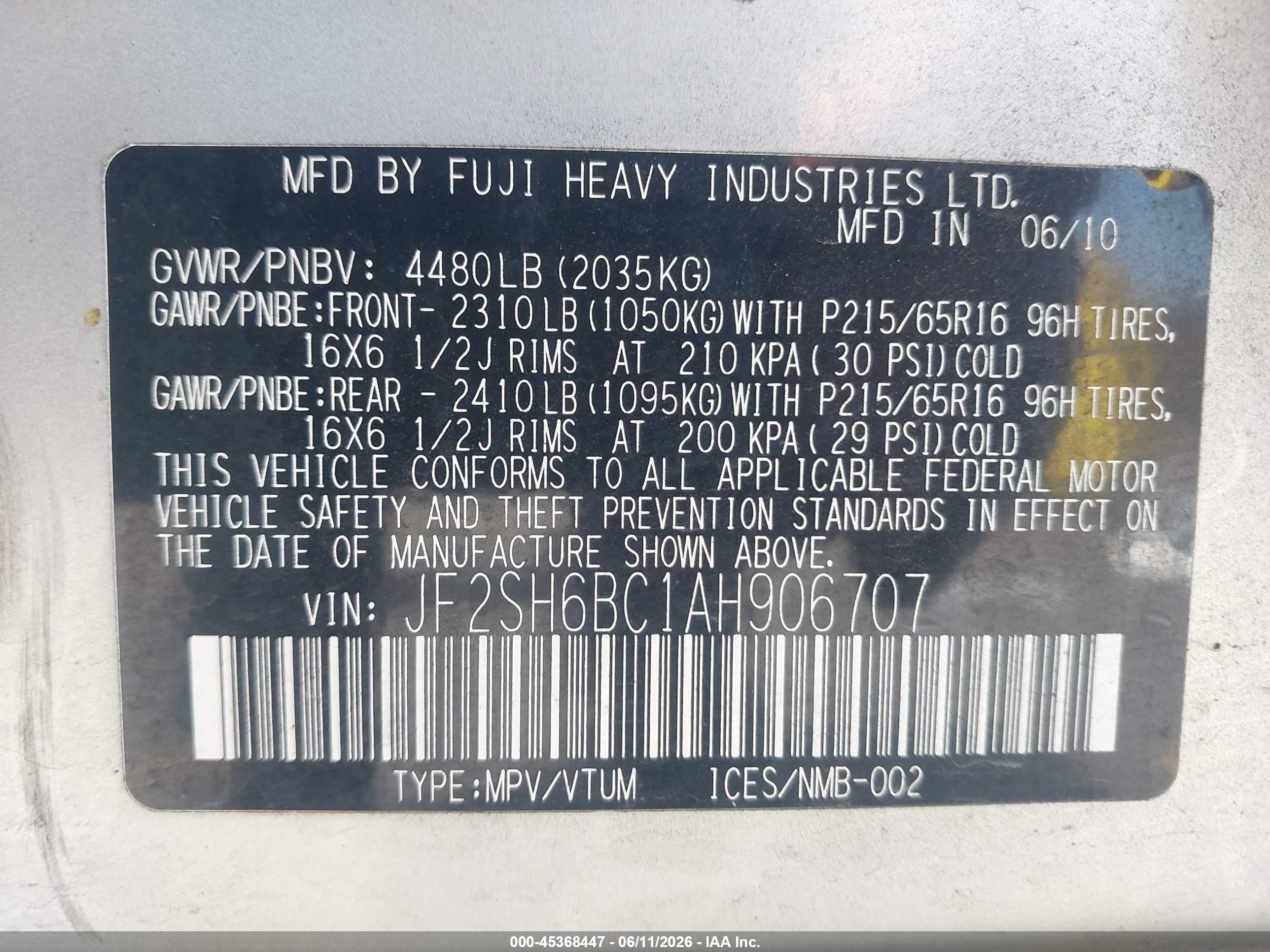 2010 Subaru Forester 2.5x Silver vin: JF2SH6BC1AH906707