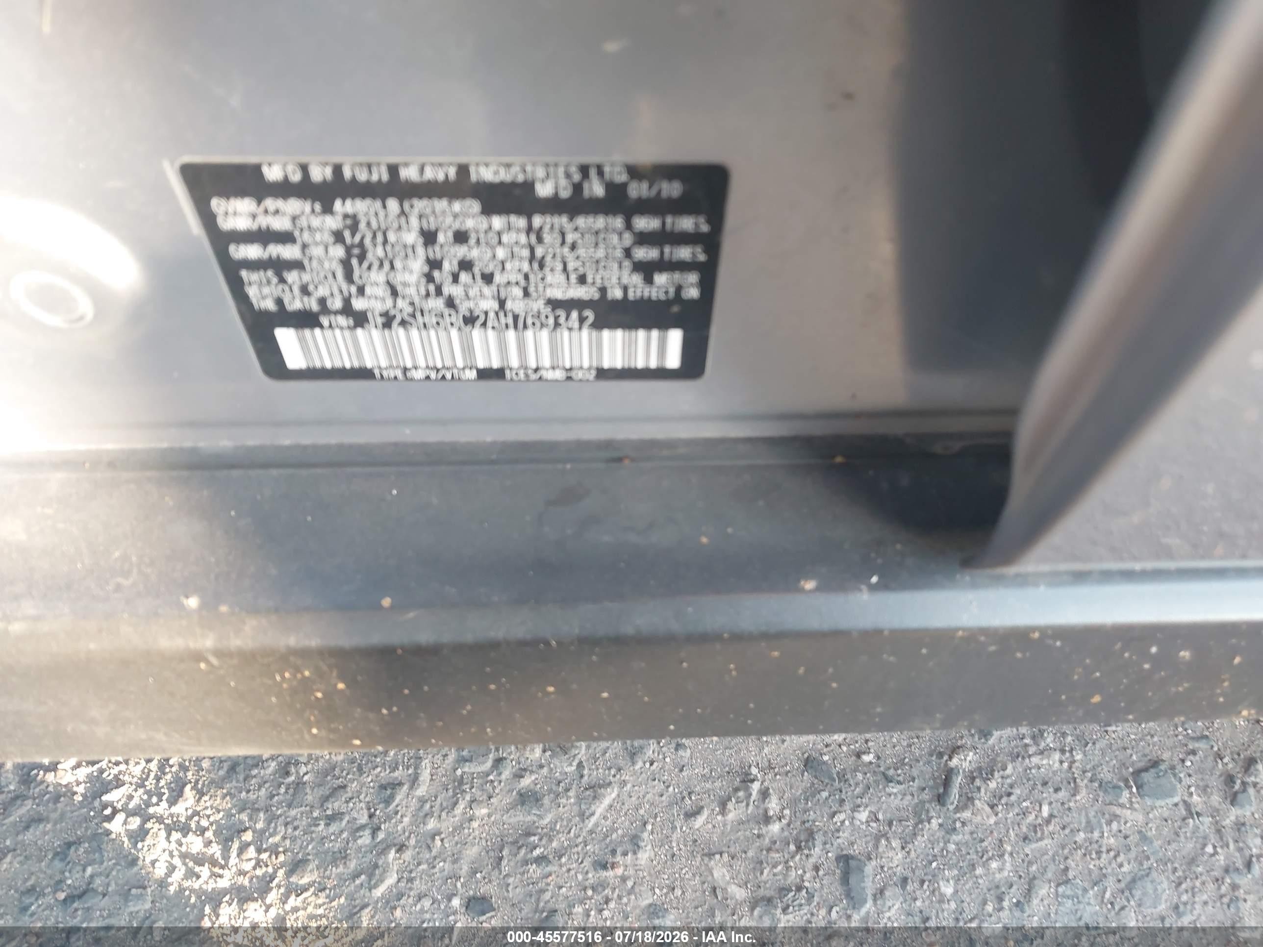 2010 Subaru Forester 2.5x Silver vin: JF2SH6BC2AH769342