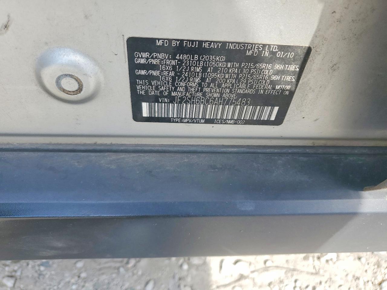 2010 Subaru Forester Xs Silver vin: JF2SH6BC6AH775483