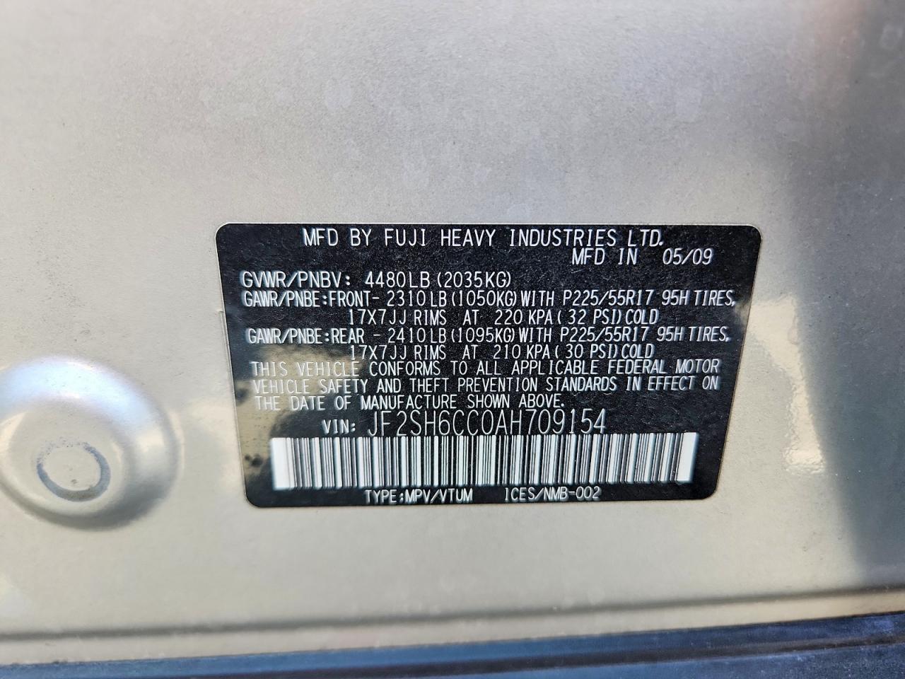 2010 Subaru Forester 2.5x Premium Silver vin: JF2SH6CC0AH709154