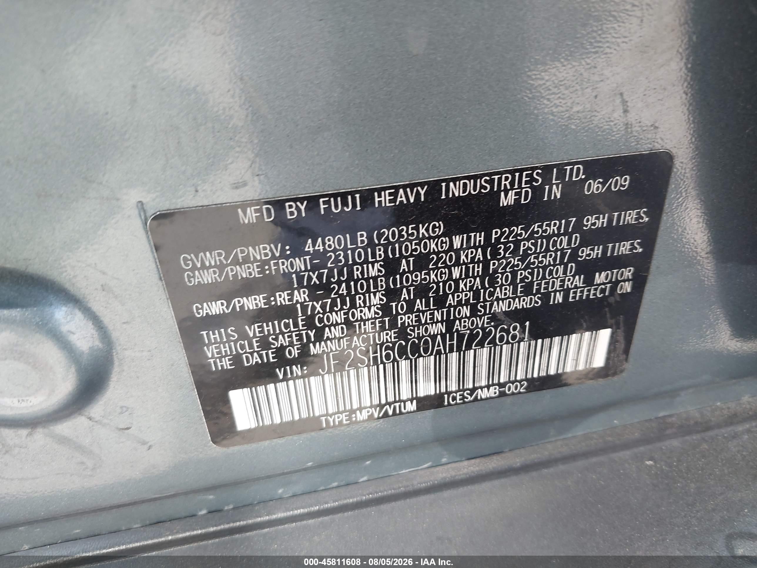 2010 Subaru Forester 2.5x Premium Серый vin: JF2SH6CC0AH722681