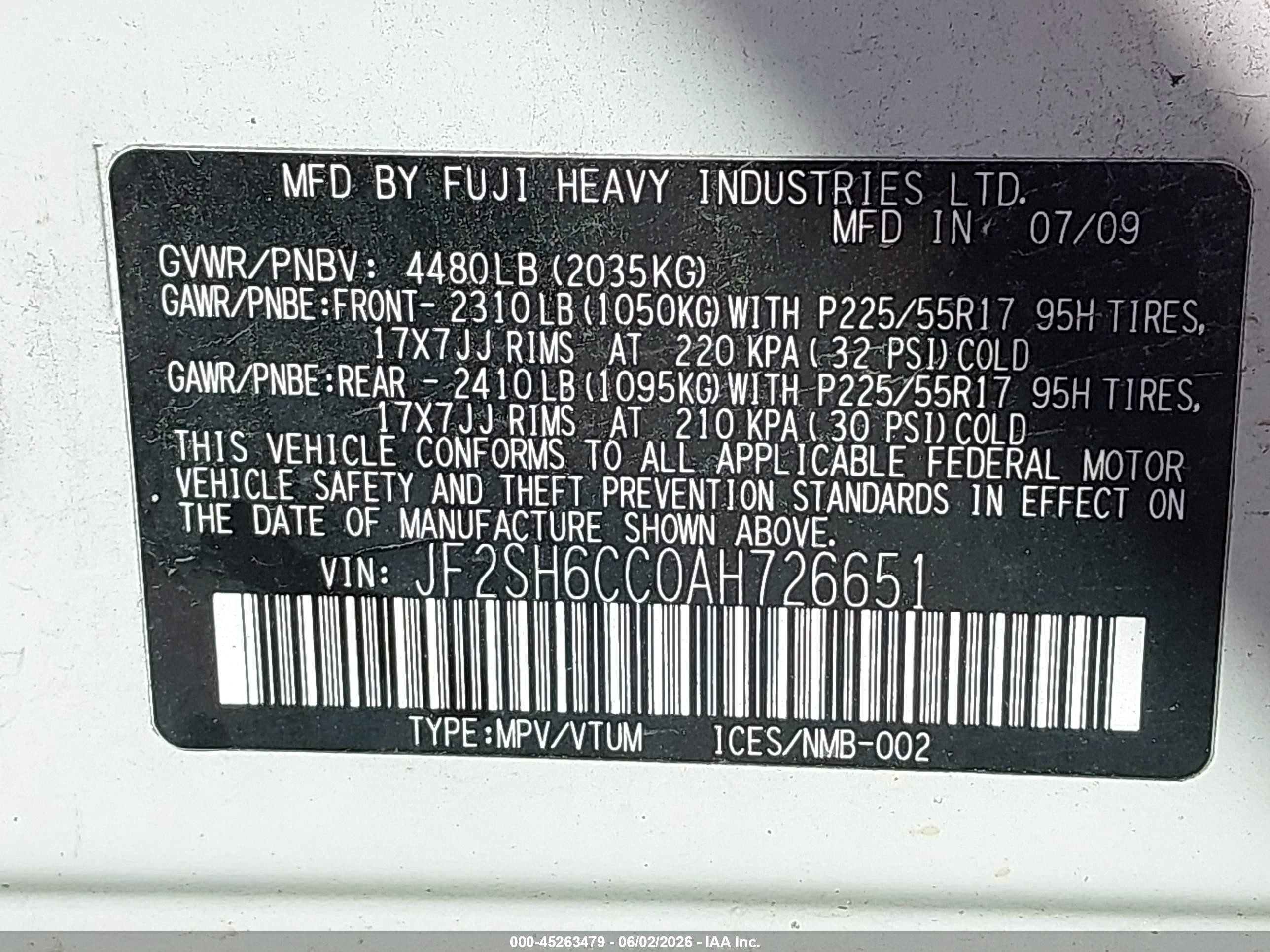 2010 Subaru Forester 2.5x Premium White vin: JF2SH6CC0AH726651