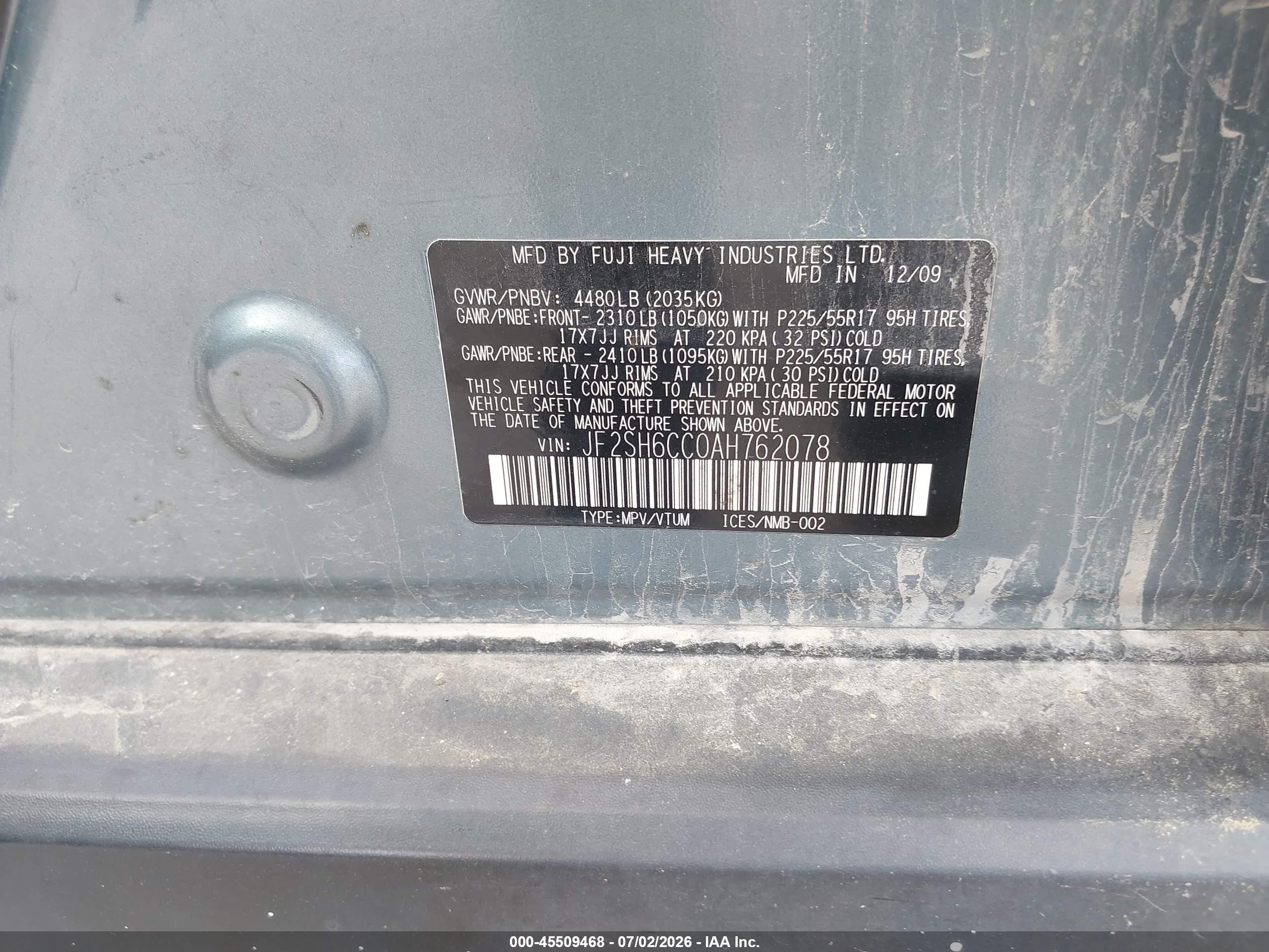 2010 Subaru Forester 2.5x Premium Gray vin: JF2SH6CC0AH762078