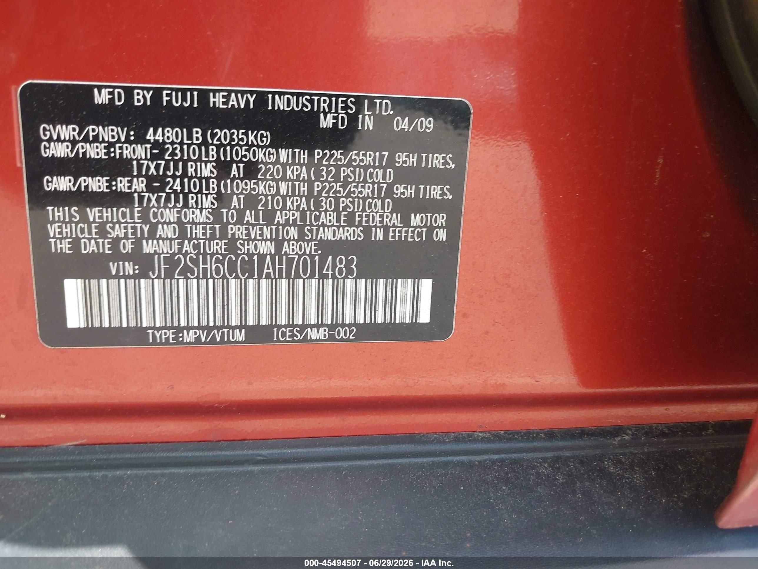 2010 Subaru Forester 2.5x Premium Orange vin: JF2SH6CC1AH701483