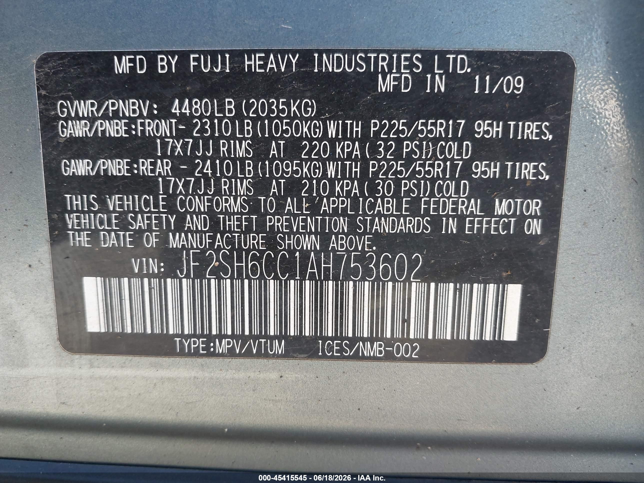 2010 Subaru Forester 2.5x Premium Teal vin: JF2SH6CC1AH753602