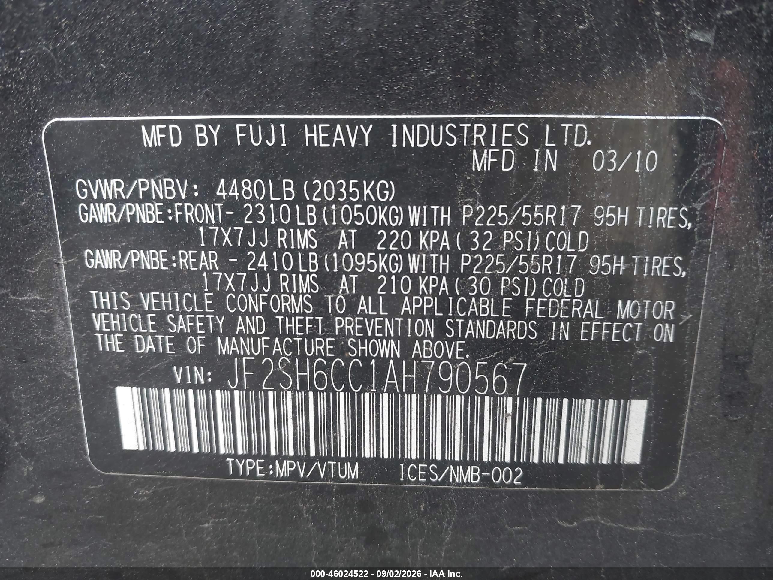 2010 Subaru Forester 2.5x Premium Gray vin: JF2SH6CC1AH790567