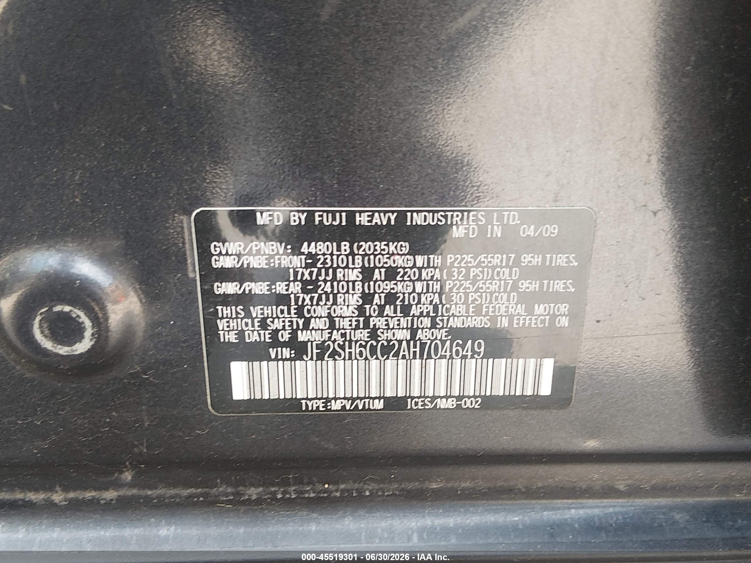 2010 Subaru Forester 2.5x Premium Gray vin: JF2SH6CC2AH704649