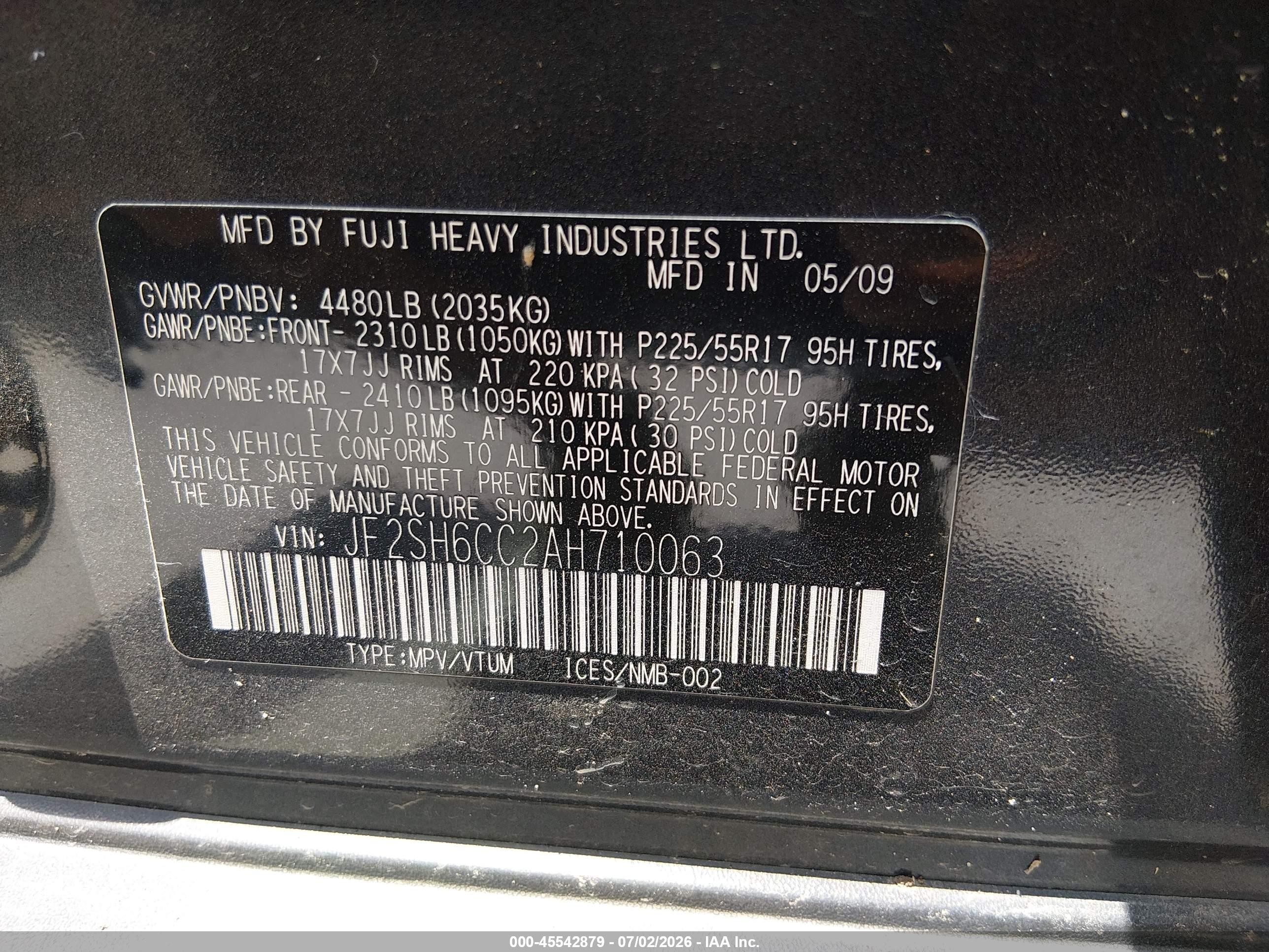 2010 Subaru Forester 2.5x Premium Gray vin: JF2SH6CC2AH710063