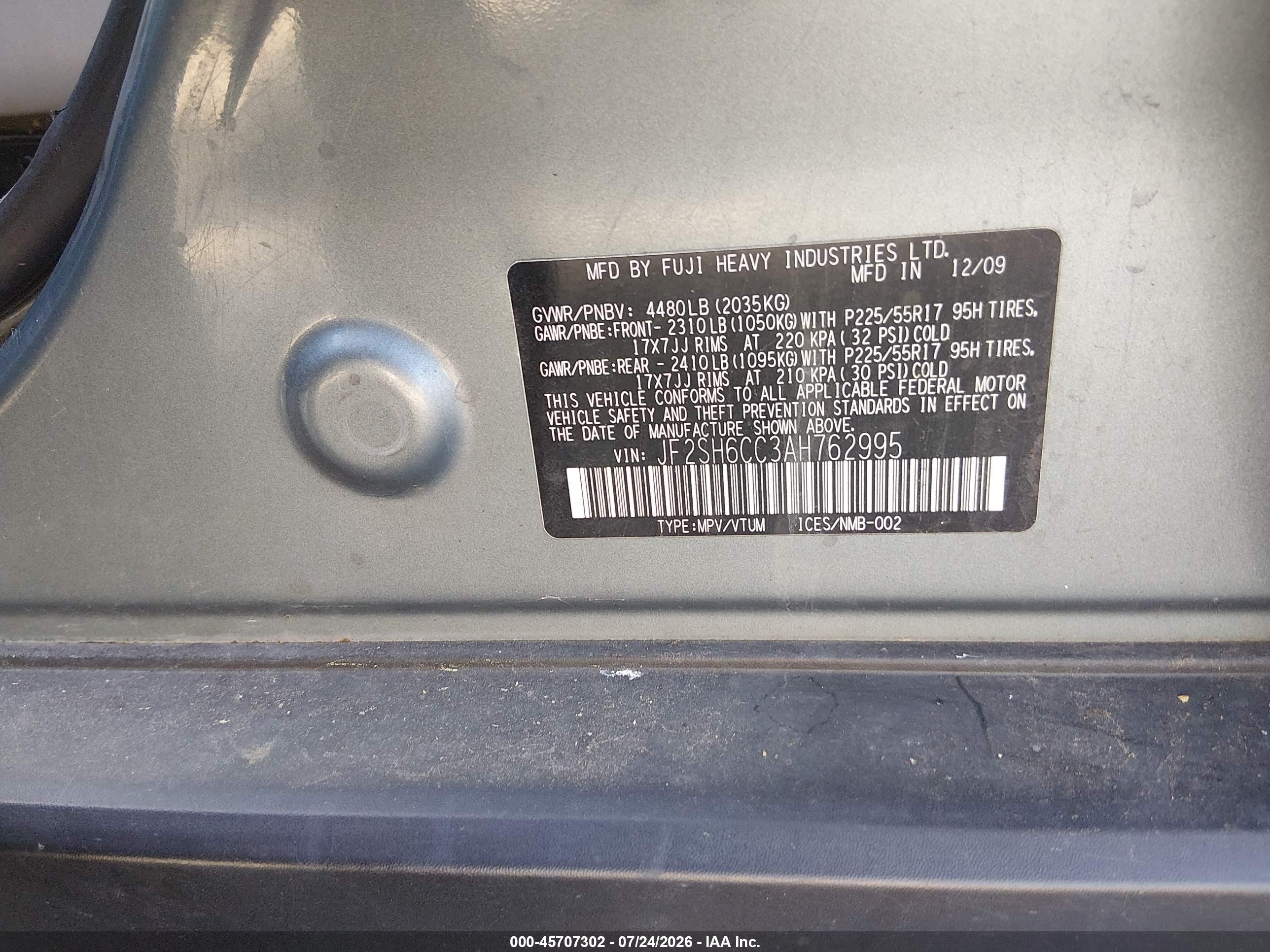 2010 Subaru Forester 2.5x Premium Teal vin: JF2SH6CC3AH762995