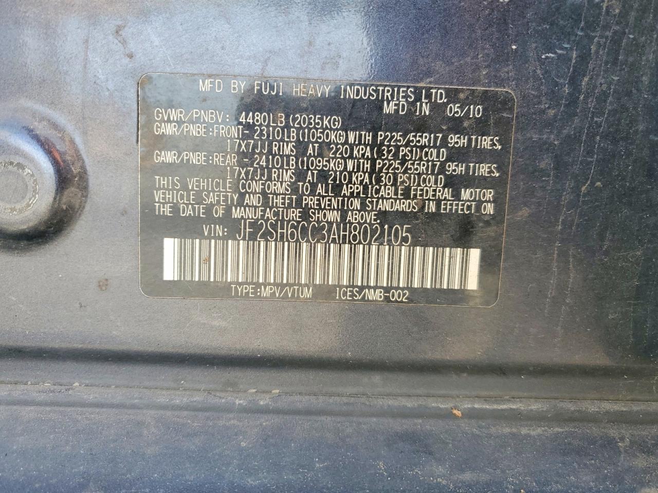 2010 Subaru Forester 2.0xt Premium Black vin: JF2SH6CC3AH802105