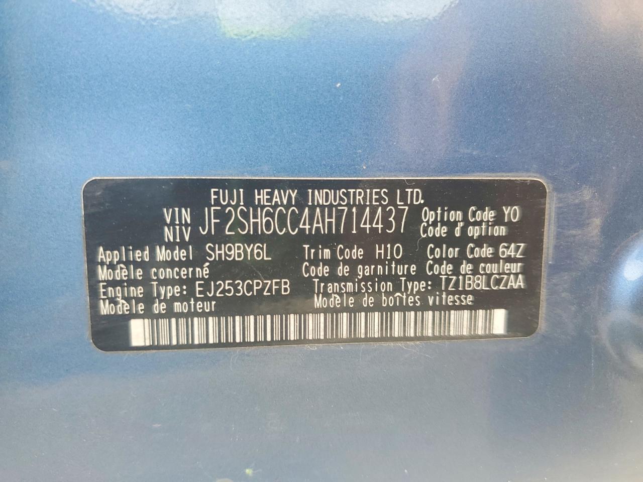 2010 Subaru Forester 2.5x Premium Blue vin: JF2SH6CC4AH714437