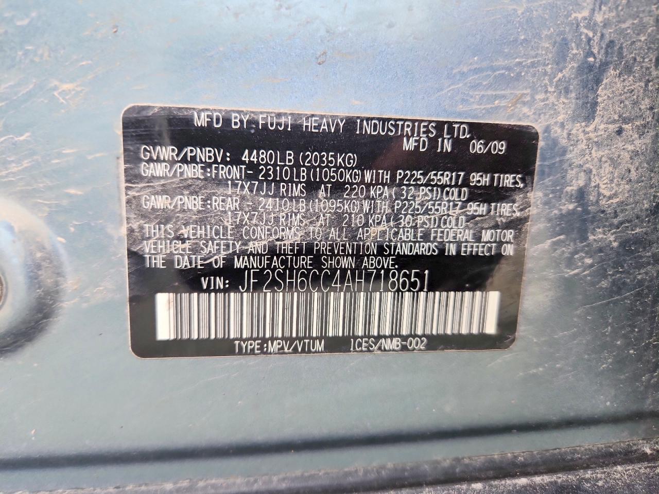2010 Subaru Forester 2.5x Premium Teal vin: JF2SH6CC4AH718651
