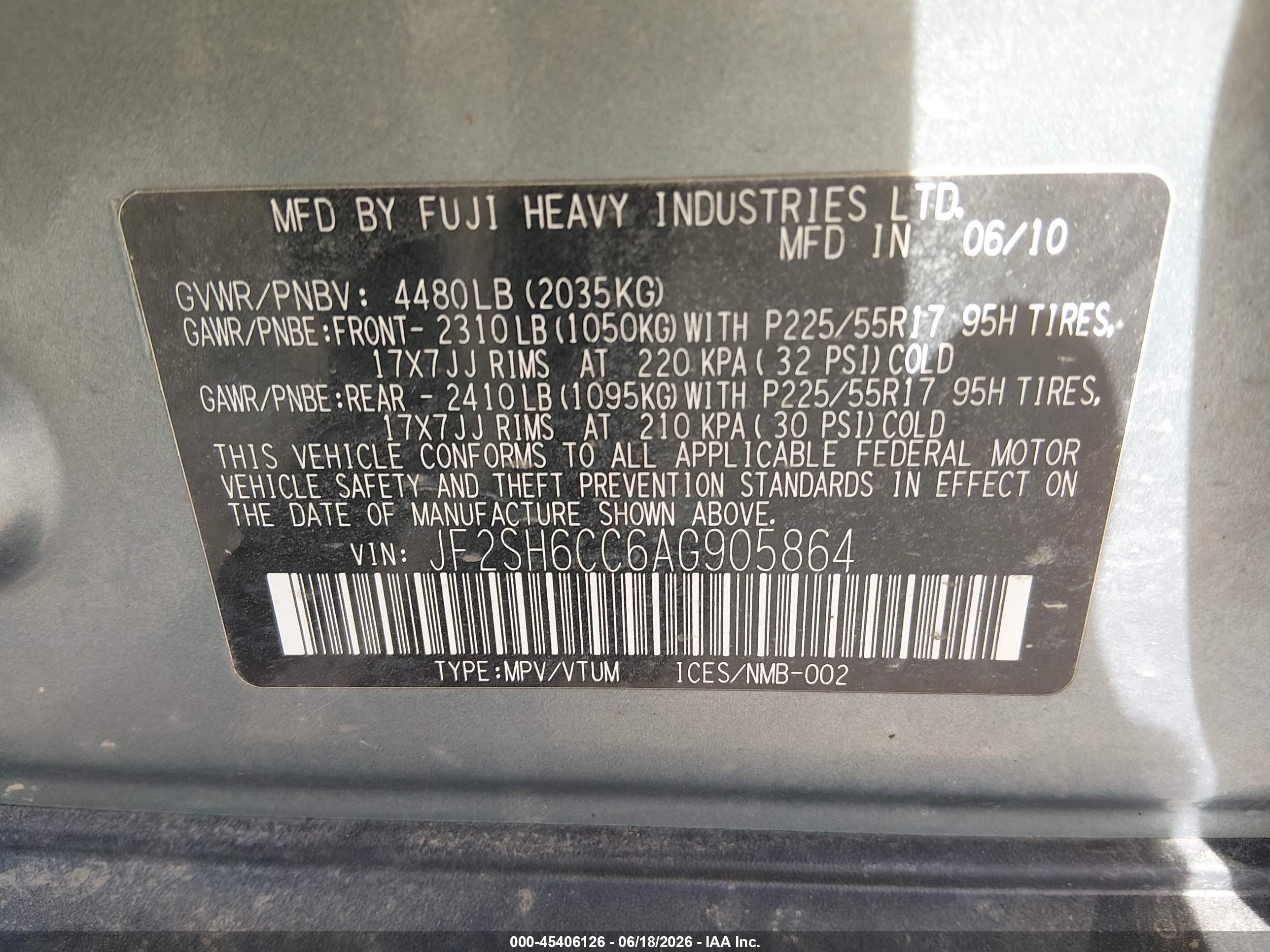 2010 Subaru Forester 2.5x Premium Green vin: JF2SH6CC6AG905864