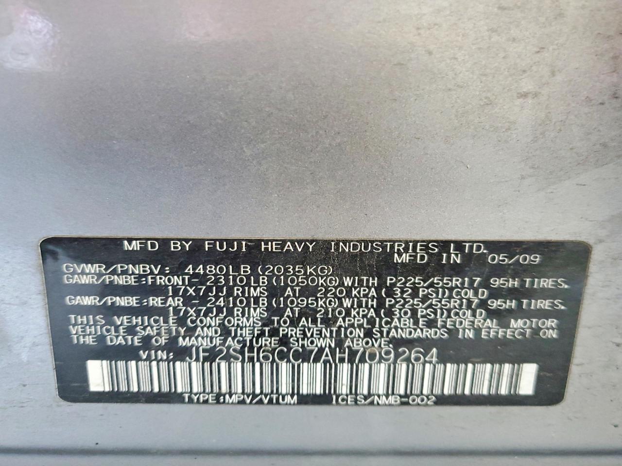 2010 Subaru Forester 2.5x Premium Silver vin: JF2SH6CC7AH709264