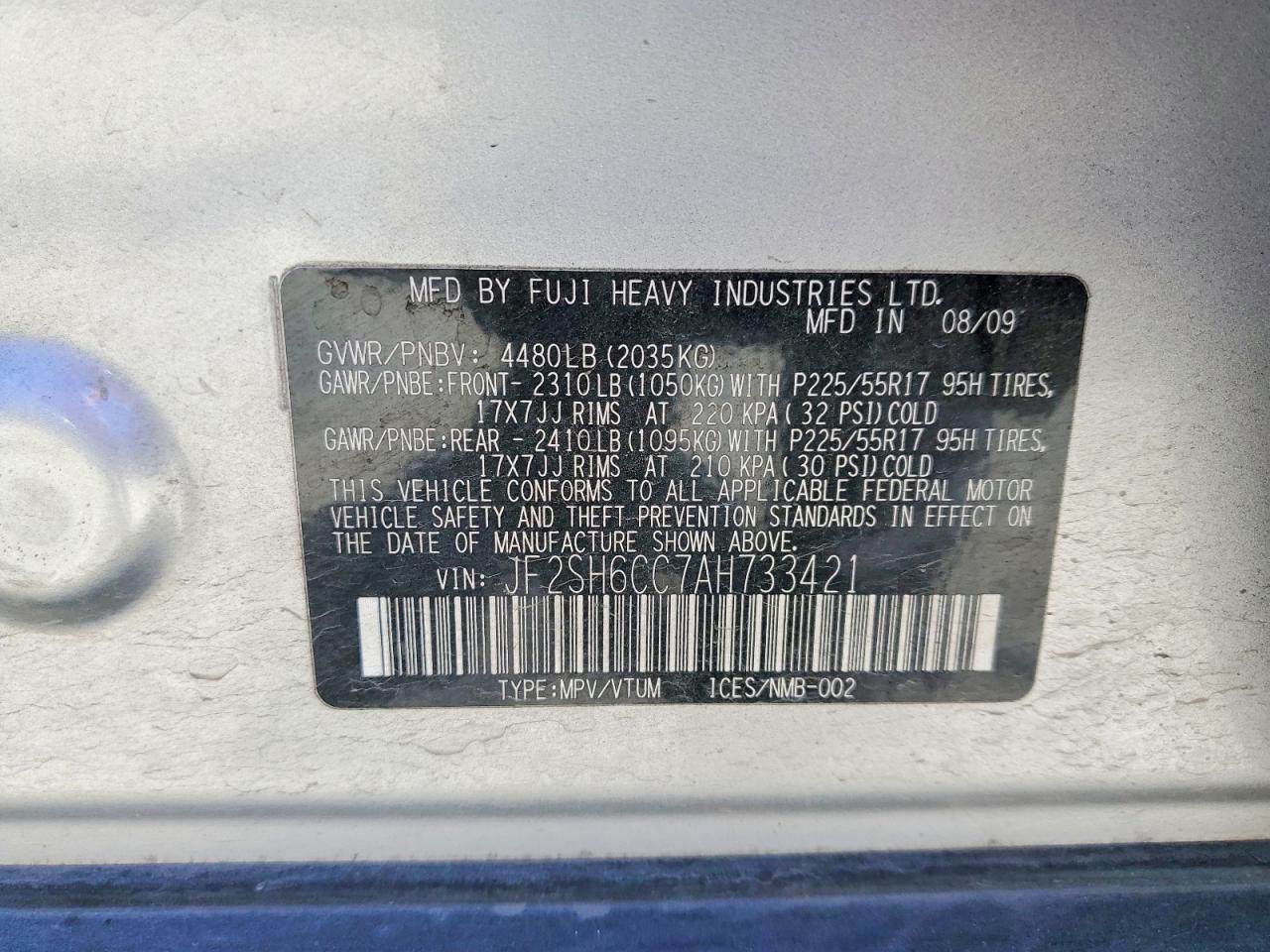 2010 Subaru Forester 2.5x Premium Silver vin: JF2SH6CC7AH733421