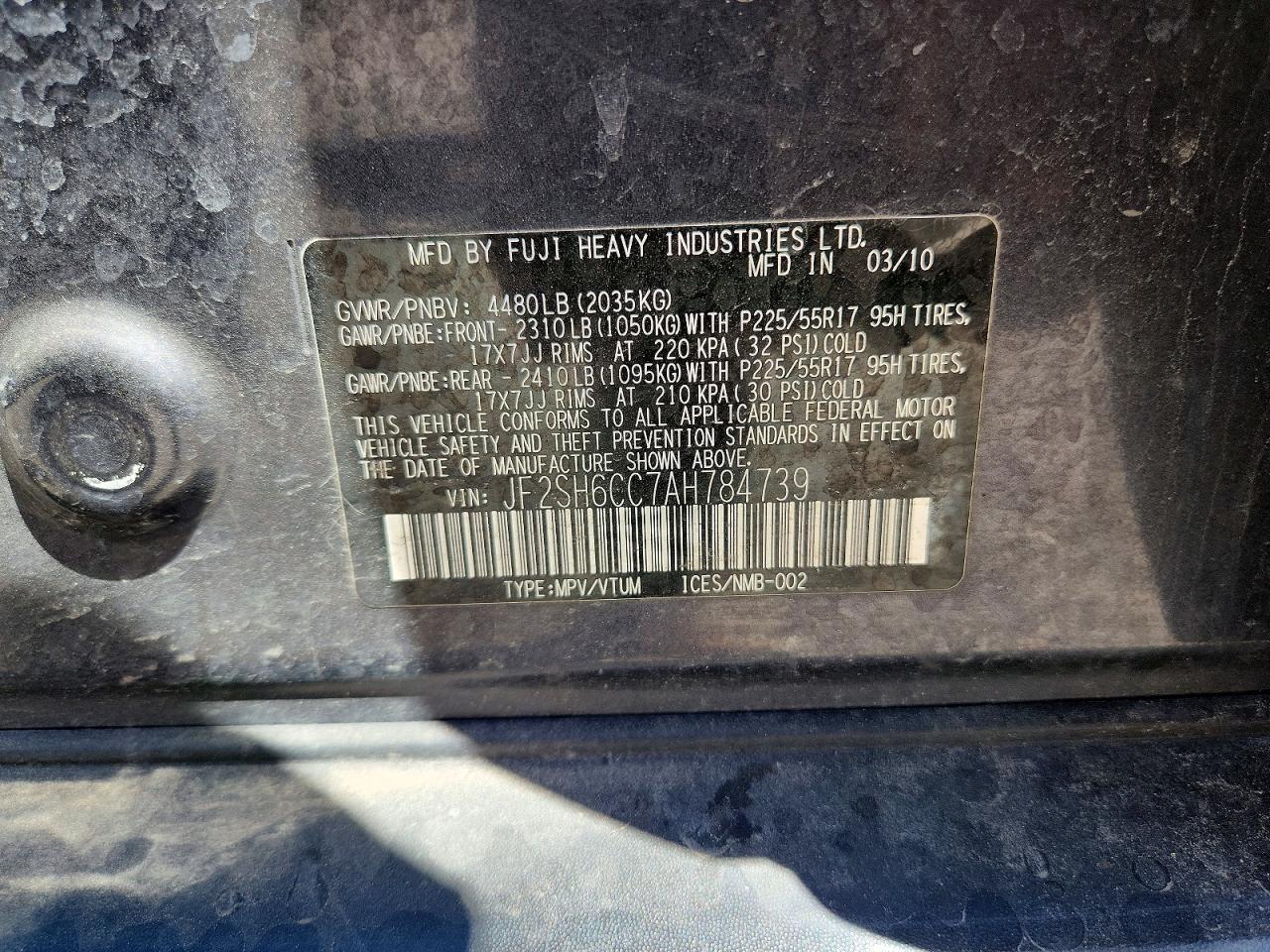 2010 Subaru Forester 2.5x Premium Black vin: JF2SH6CC7AH784739