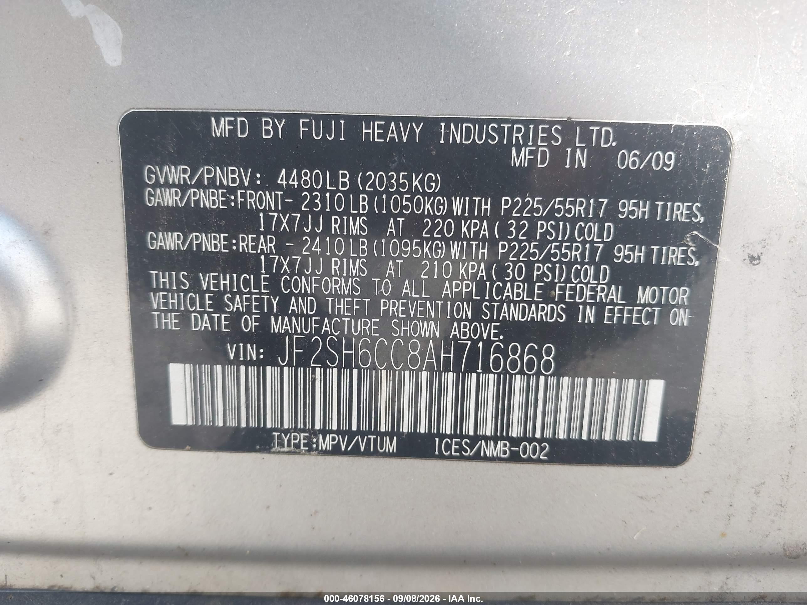 2010 Subaru Forester 2.5x Premium Серебряный vin: JF2SH6CC8AH716868
