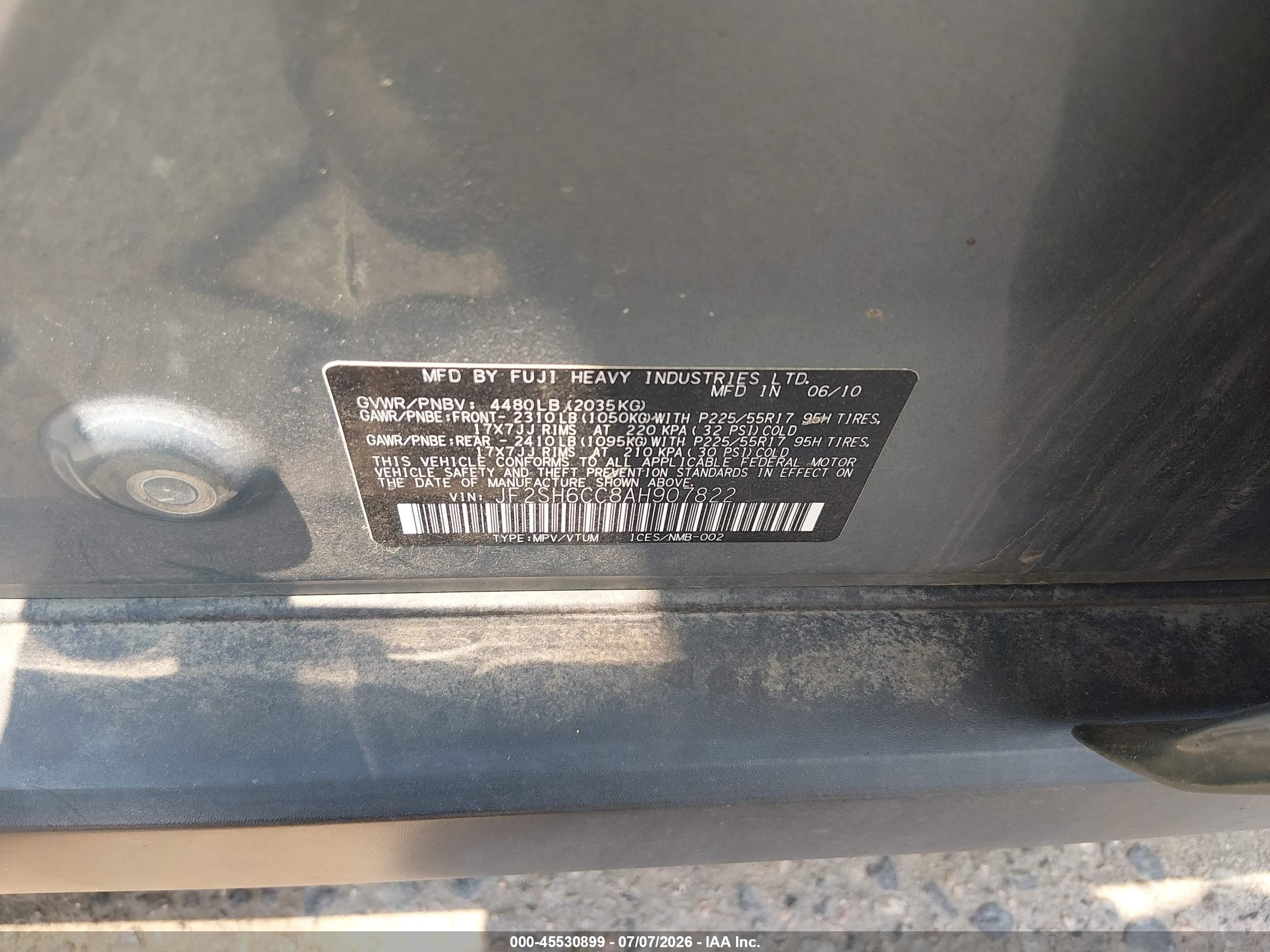 2010 Subaru Forester 2.5x Premium Blue vin: JF2SH6CC8AH907822