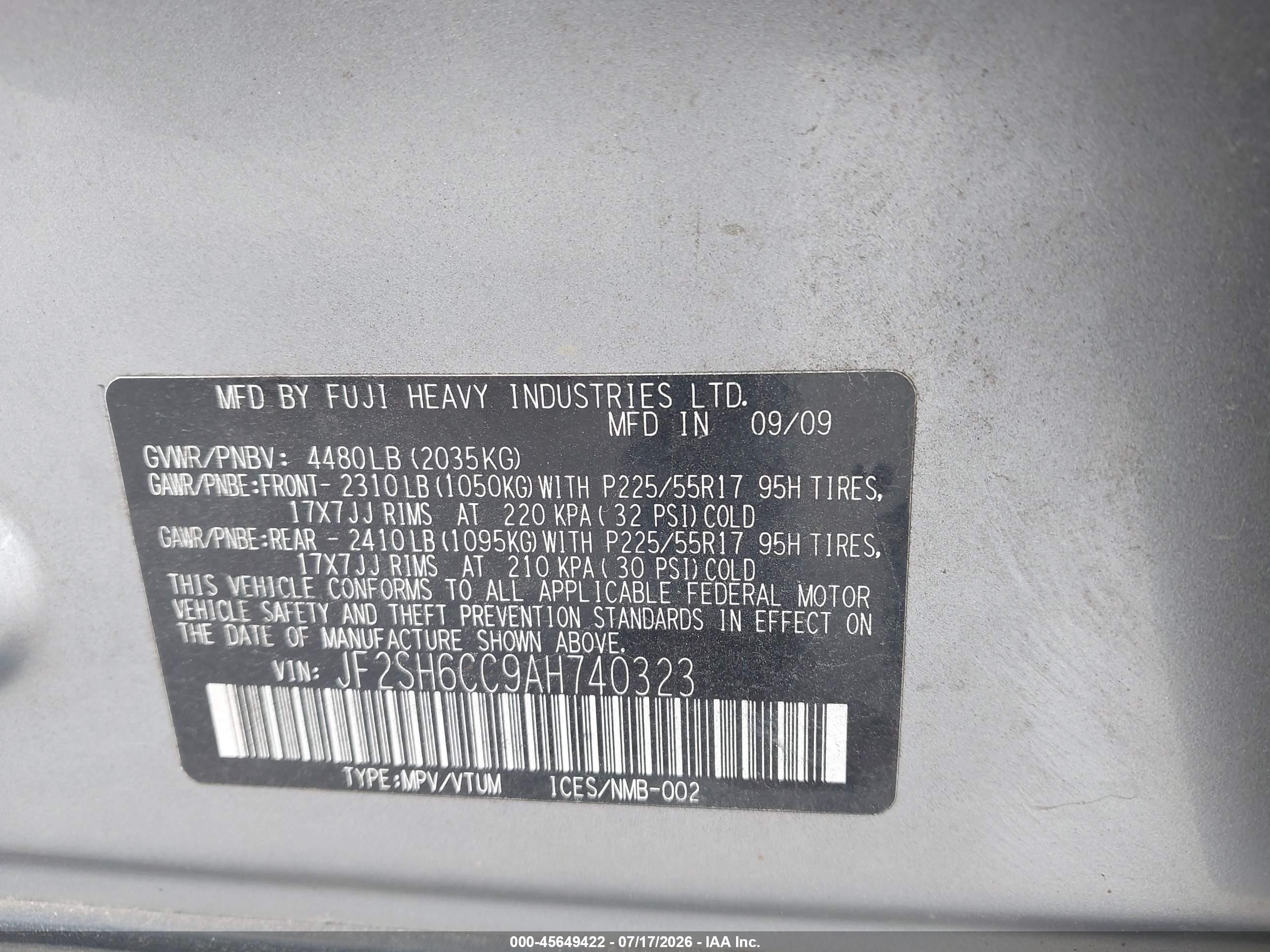 2010 Subaru Forester 2.5x Premium Silver vin: JF2SH6CC9AH740323