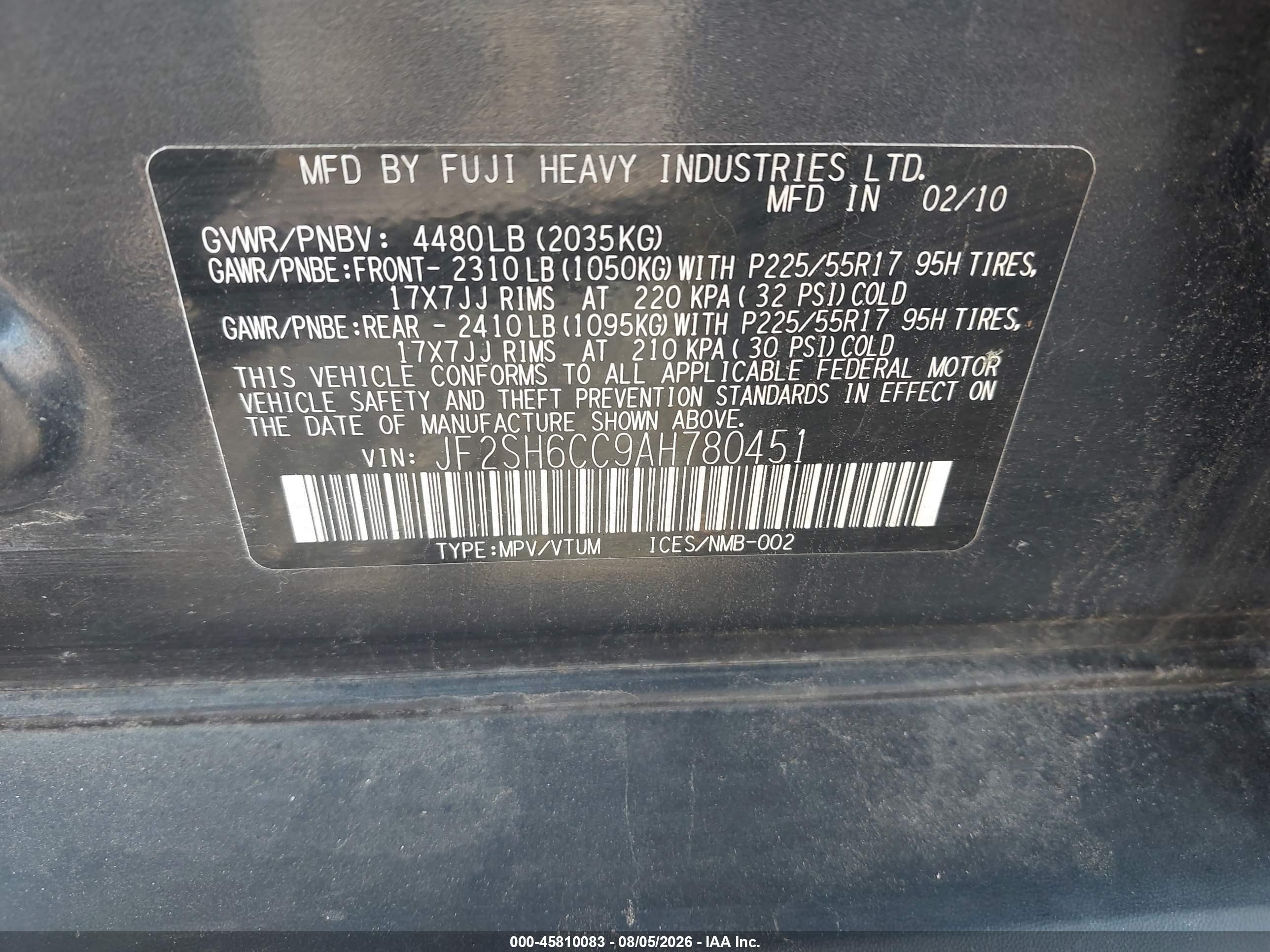 2010 Subaru Forester 2.5x Premium Gray vin: JF2SH6CC9AH780451