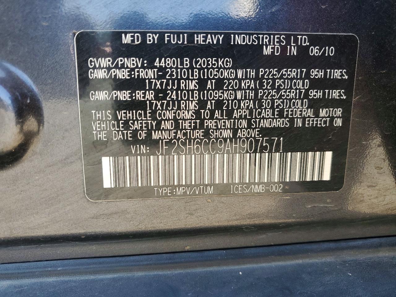 2010 Subaru Forester 2.5x Premium Gray vin: JF2SH6CC9AH907571