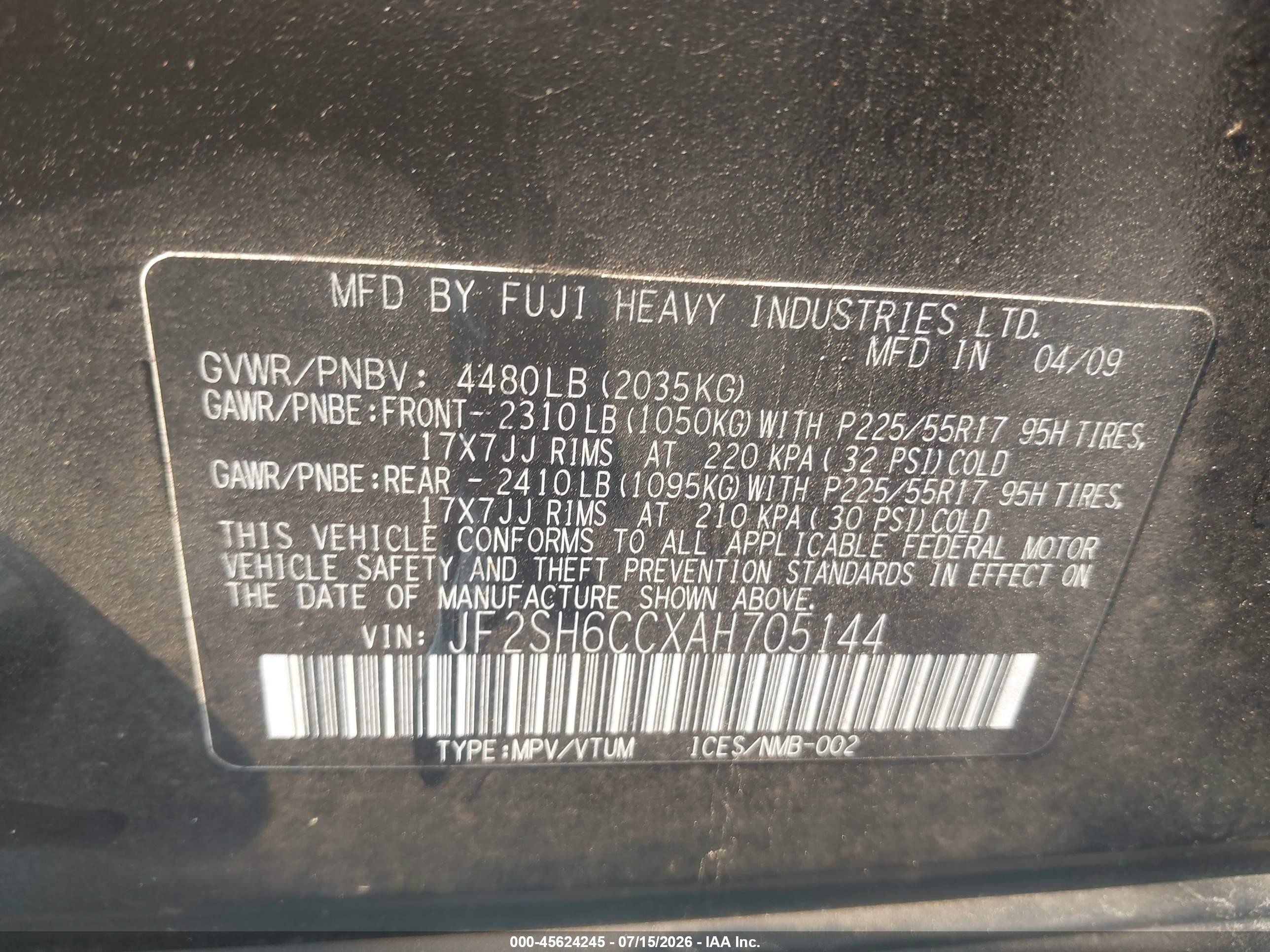 2010 Subaru Forester 2.5x Premium Black vin: JF2SH6CCXAH705144